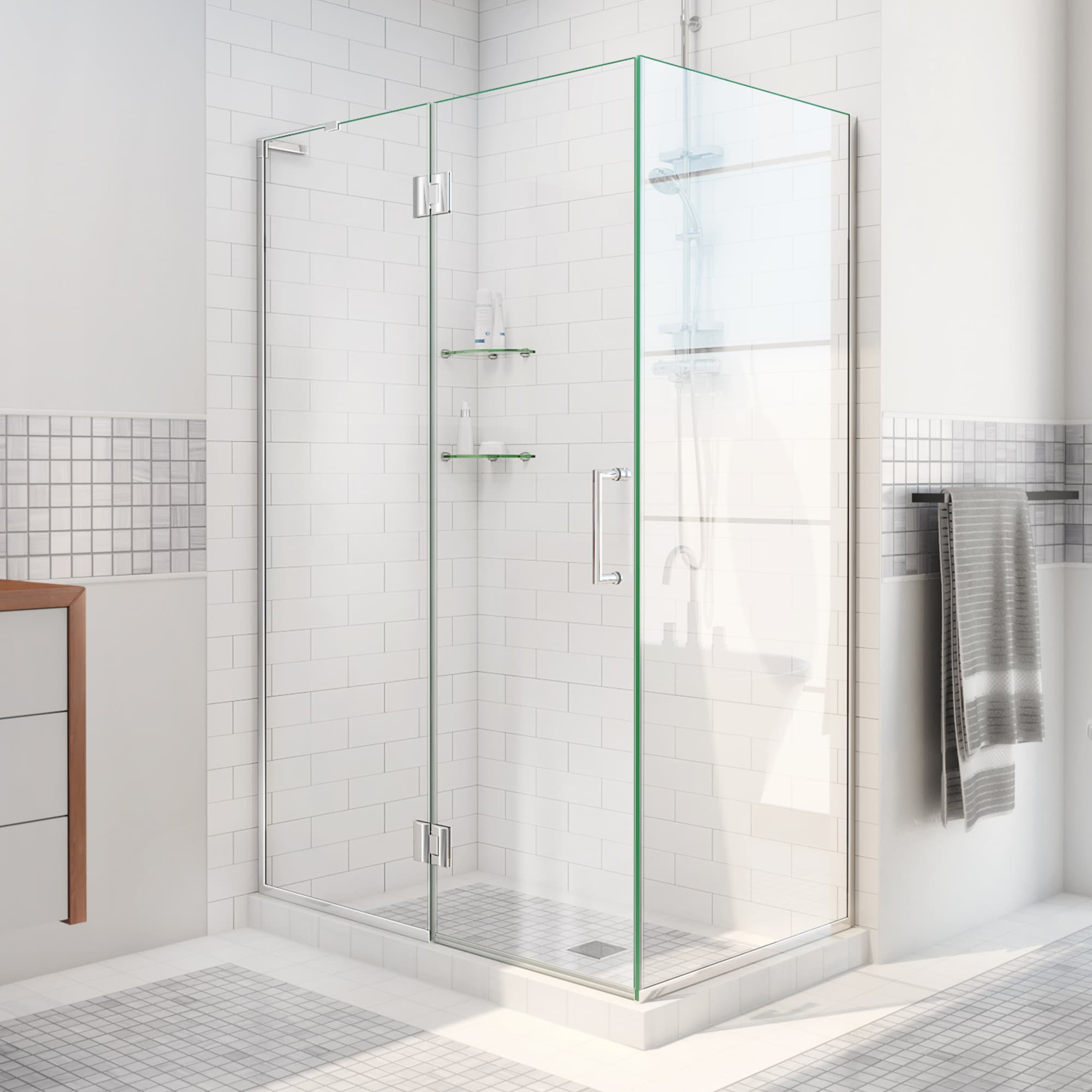 Unidoor-X 29 3/8 in. W x 34 in. D x 72 in. H Frameless Hinged Shower Enclosure