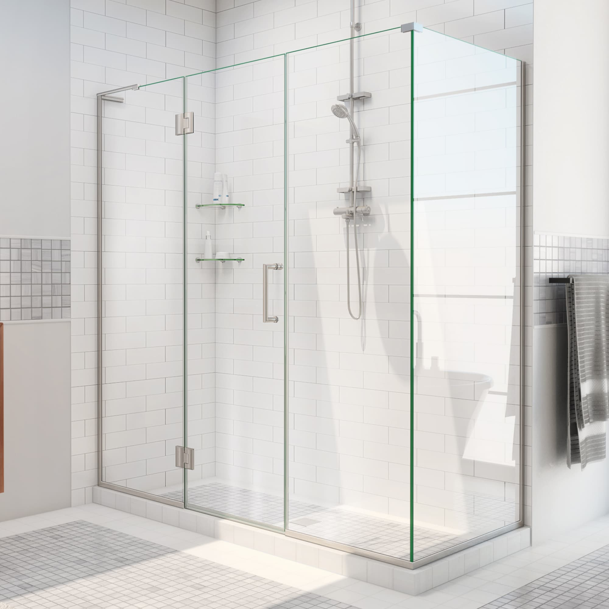Unidoor-X 58 W x 30.375 D x 72 H Frameless Hinged Shower Enclosure