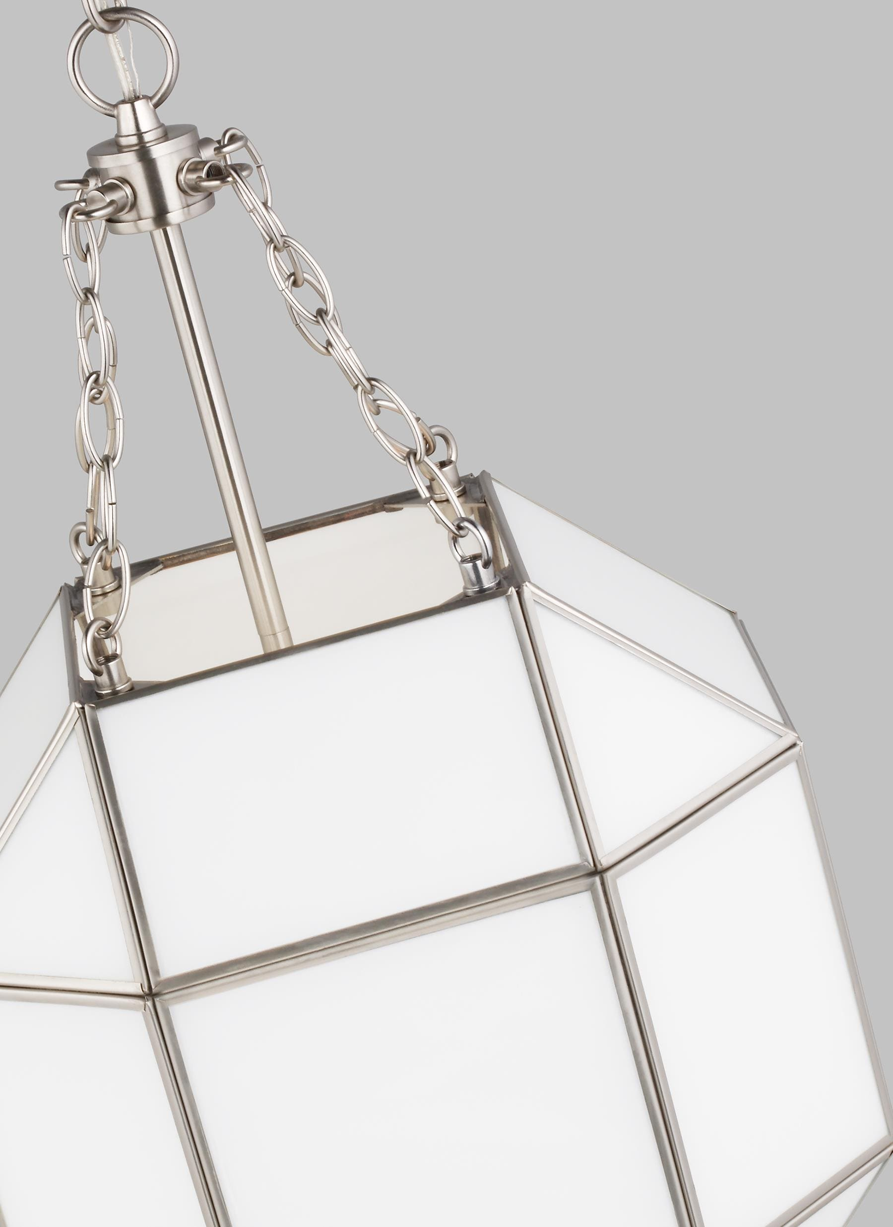 Generation Lighting Morrison 3 -Light Brushed Nickel Modern/contemporary White glass Geometric Mini Hanging Pendant light