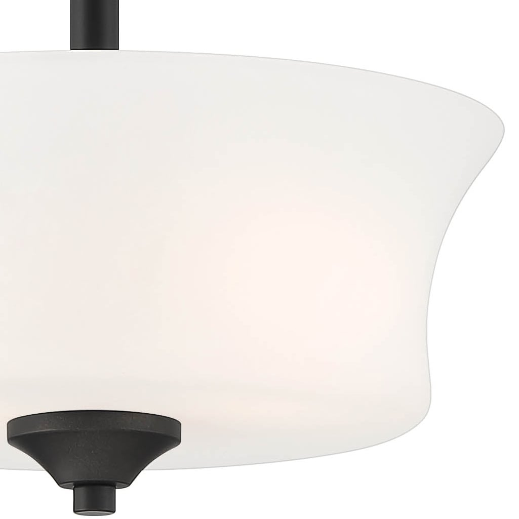 Bronson Transitional 12" Matte Black Semi-Flush Mount with Frosted Glass