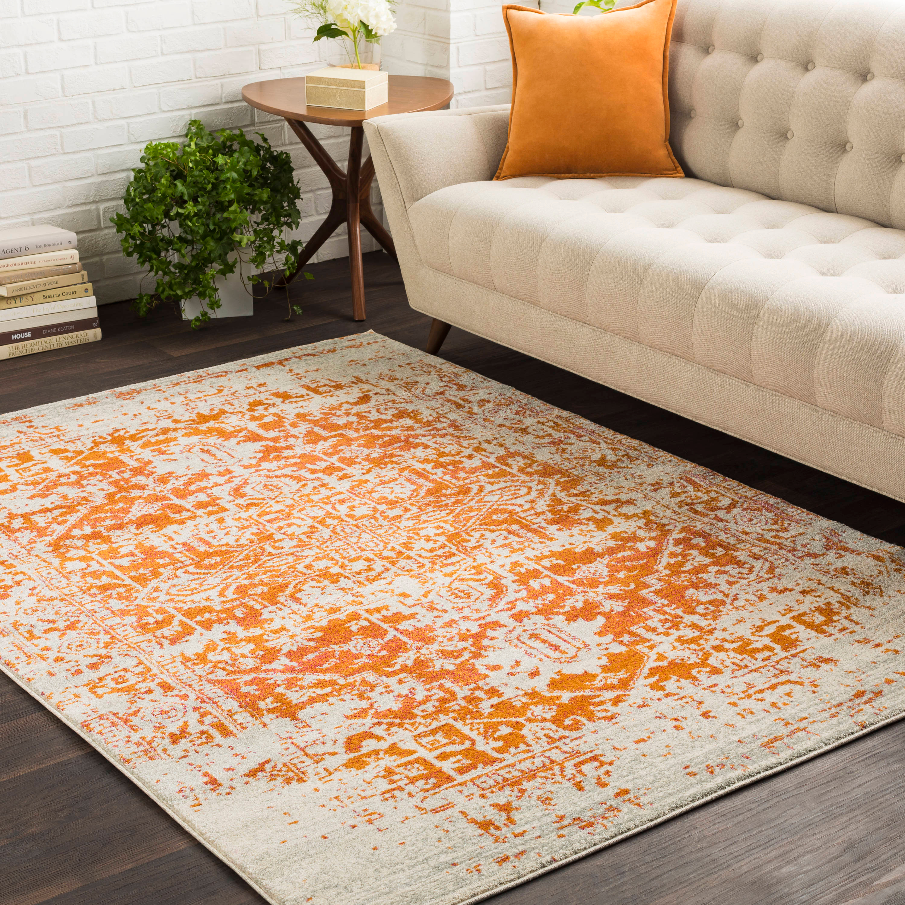 Livabliss Janine Vintage Medallion Area Rug,5'3" x 7'3",Burnt Orange