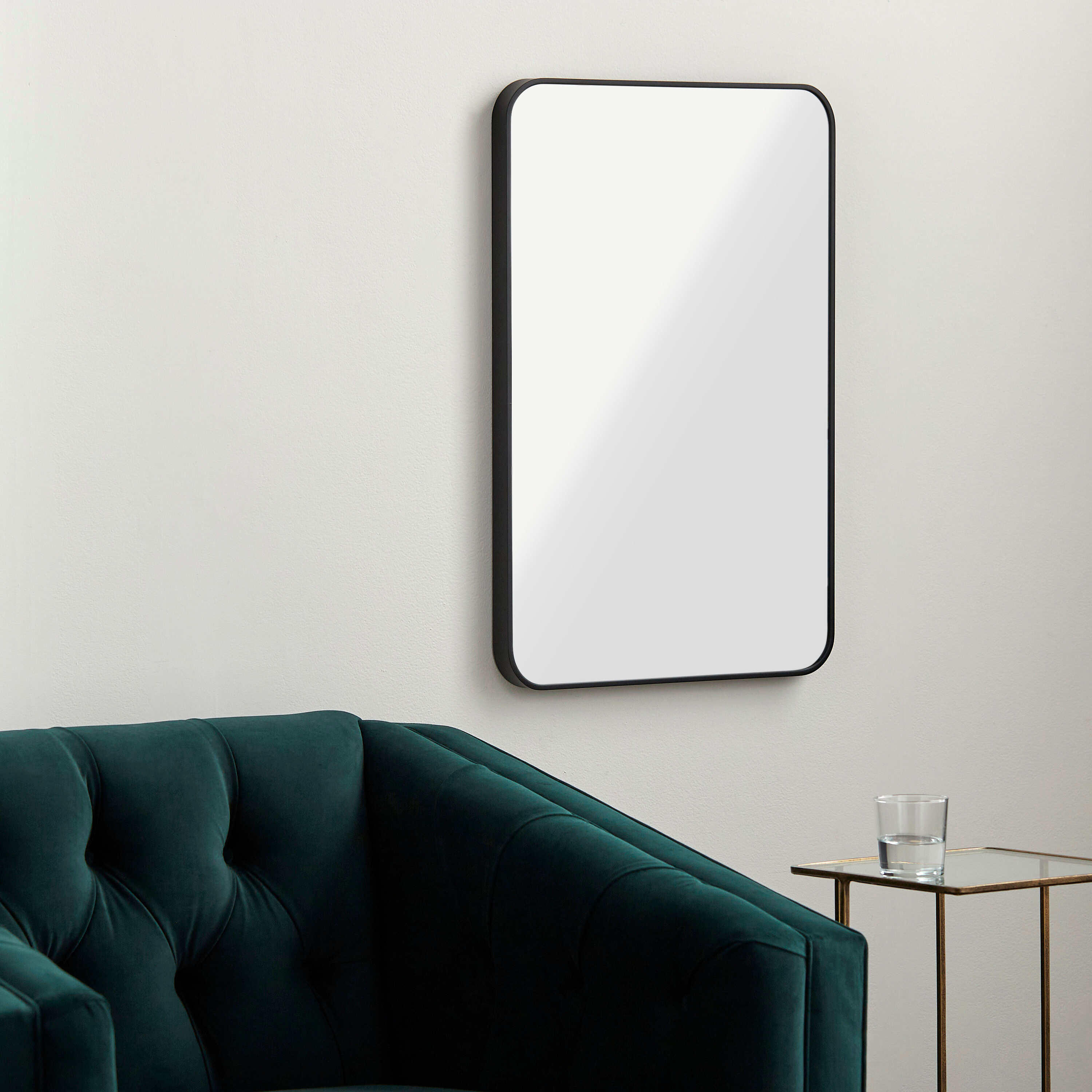 Elegant Rectangular Silver & Gold Brushed Metal Mirror 41"x30"