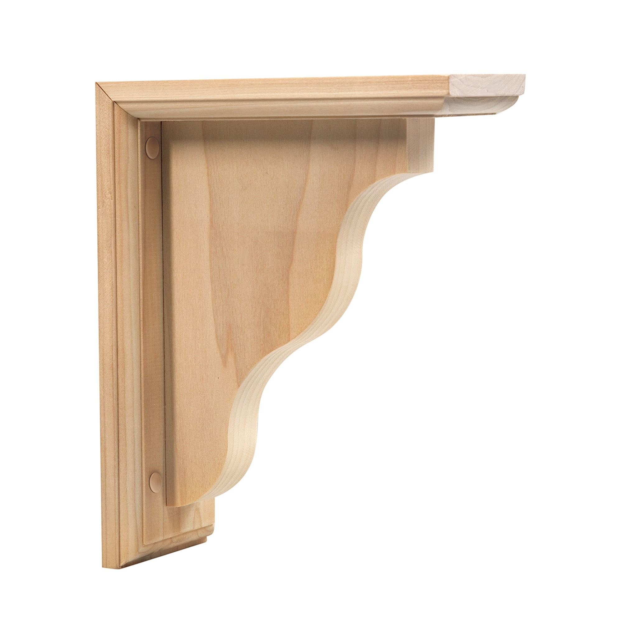 Two-Way Bracket - 9 in. x 7 in. x 3.5 in. - Sanded Unfinished Hardwood - Countersunk and Pre-Drilled - DIY Home Shelving