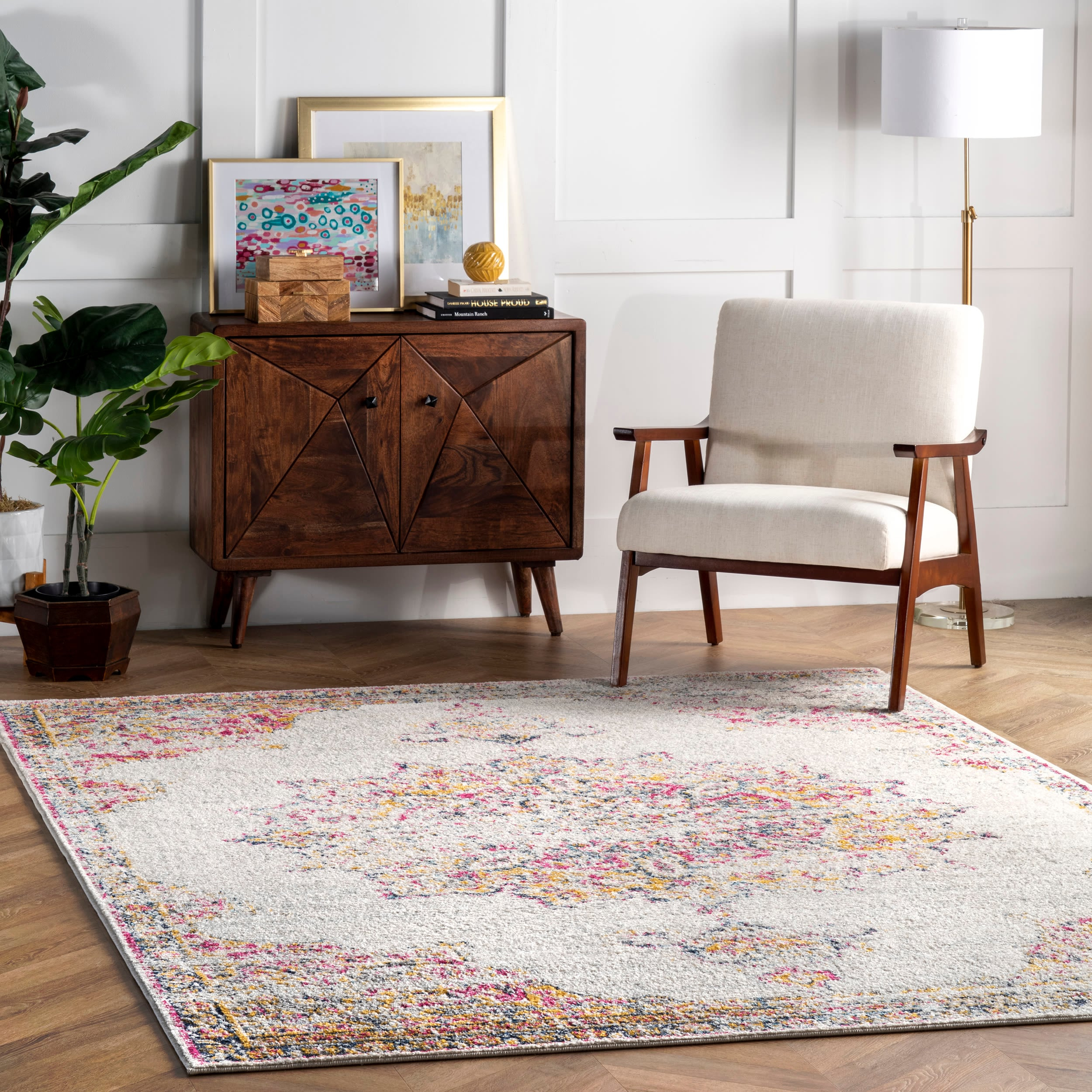 nuLOOM Leola Vintage Medallion Accent Rug, 3' x 5', Pink