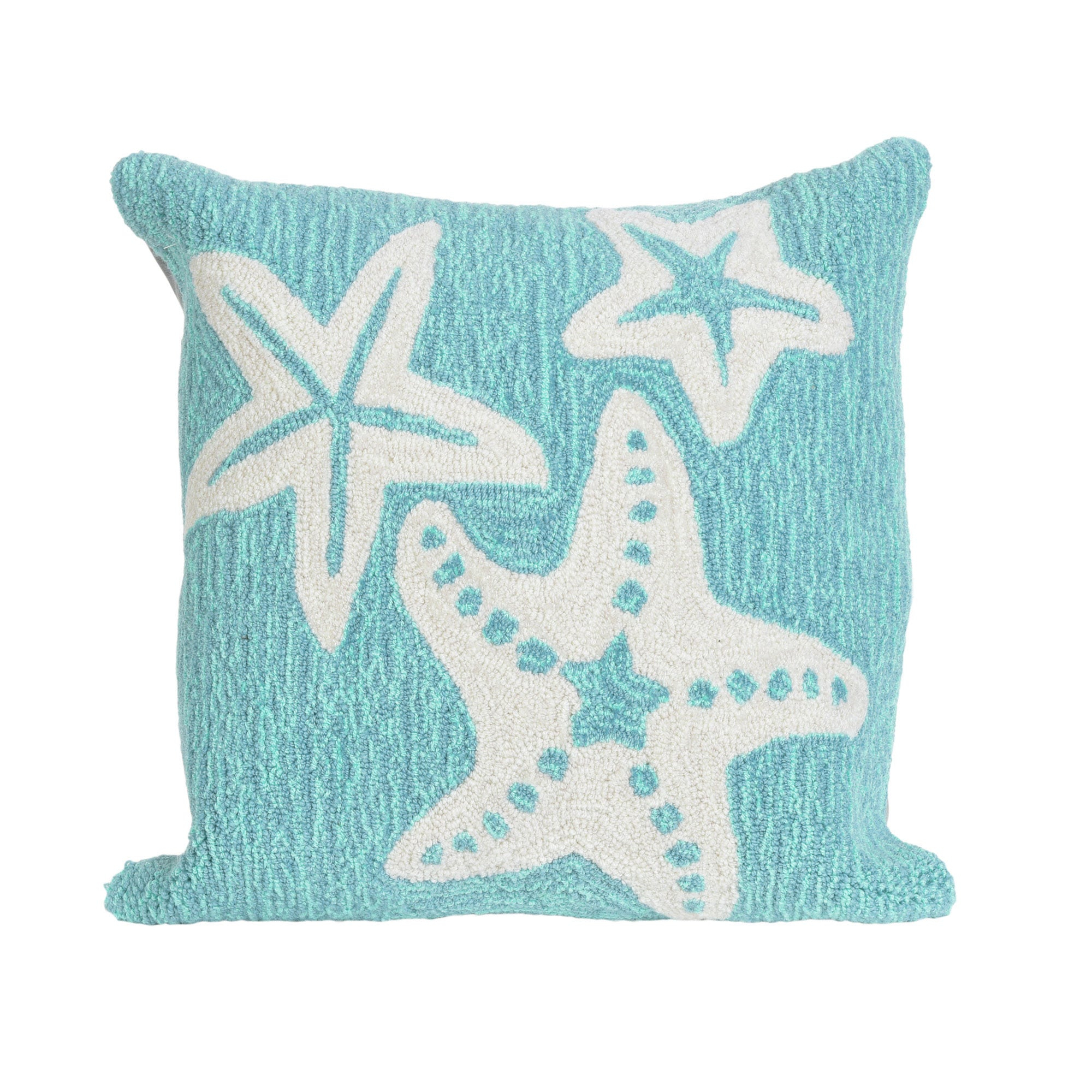 Aqua and White Polyacrylic Starfish Decorative Pillow Set