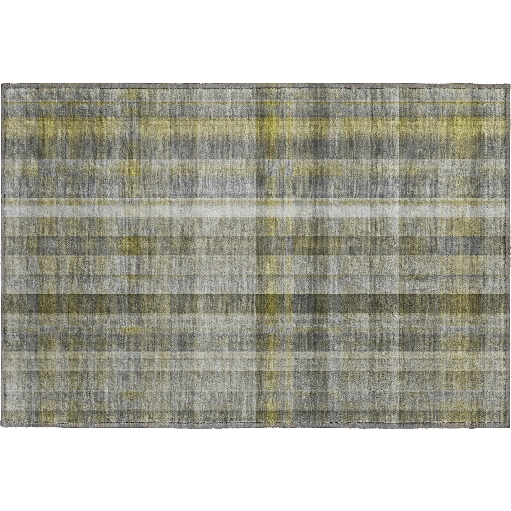 Addison Rugs Mayfield Washable Transitional Plaid Gray Rectangle Rug, 1'8" x 2'6"