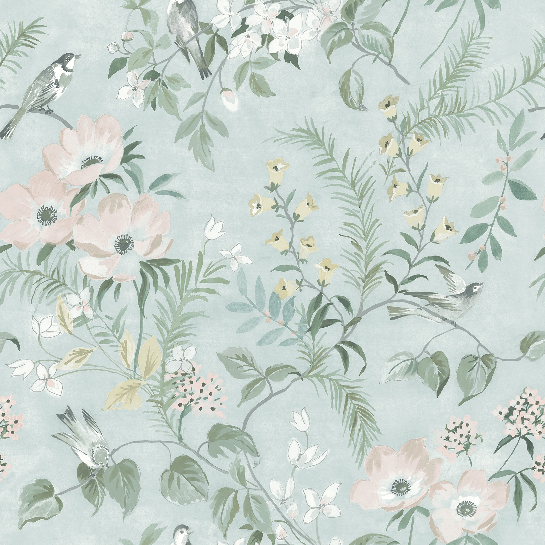 Chesapeake Frederique Mint Floral Wallpaper, 20.5-in by 33-ft, 56.38 sq. ft.