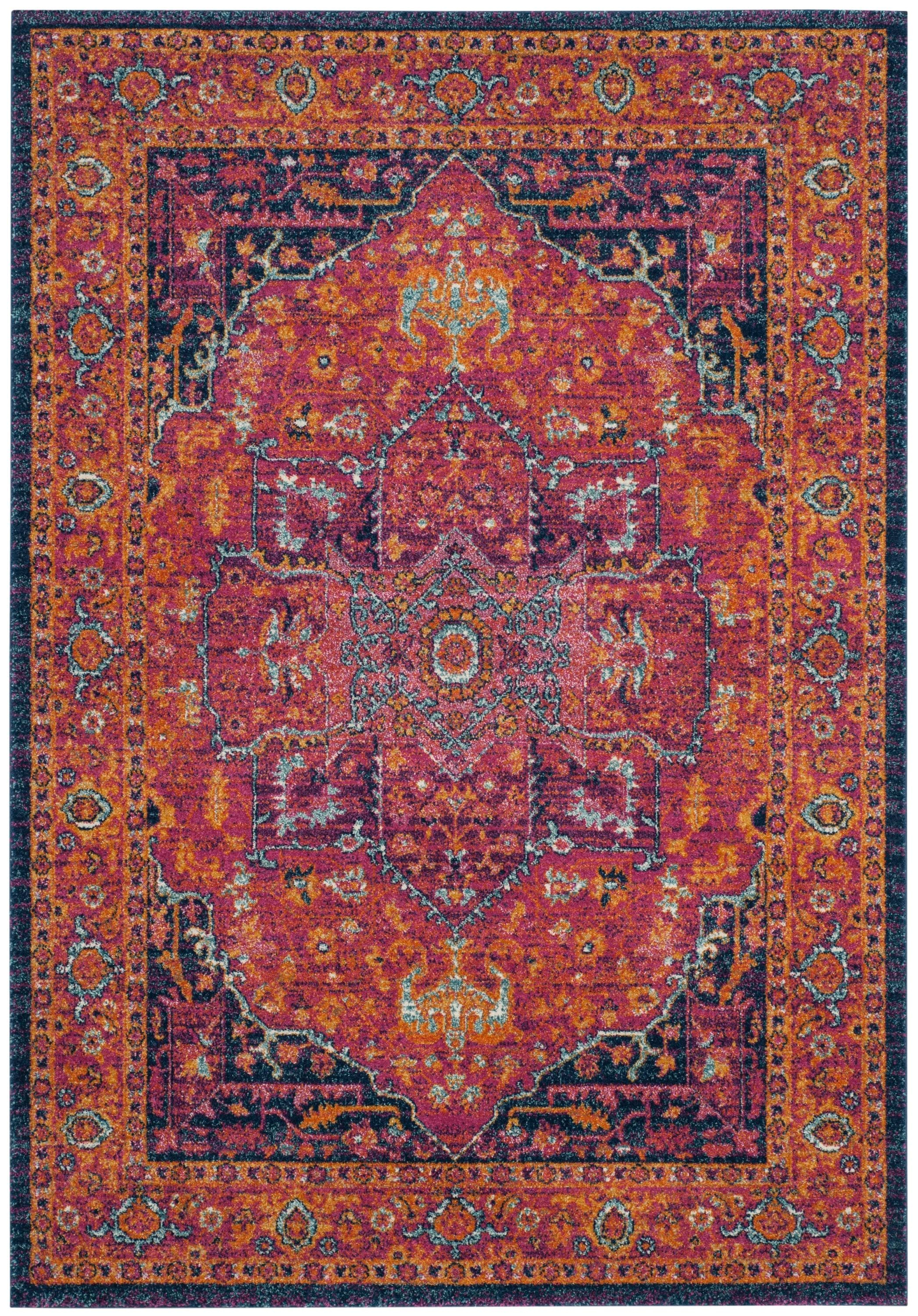 SAFAVIEH Evoke Westley Traditional Floral Area Rug, Fuchsia/Orange, 6'7" x 9'