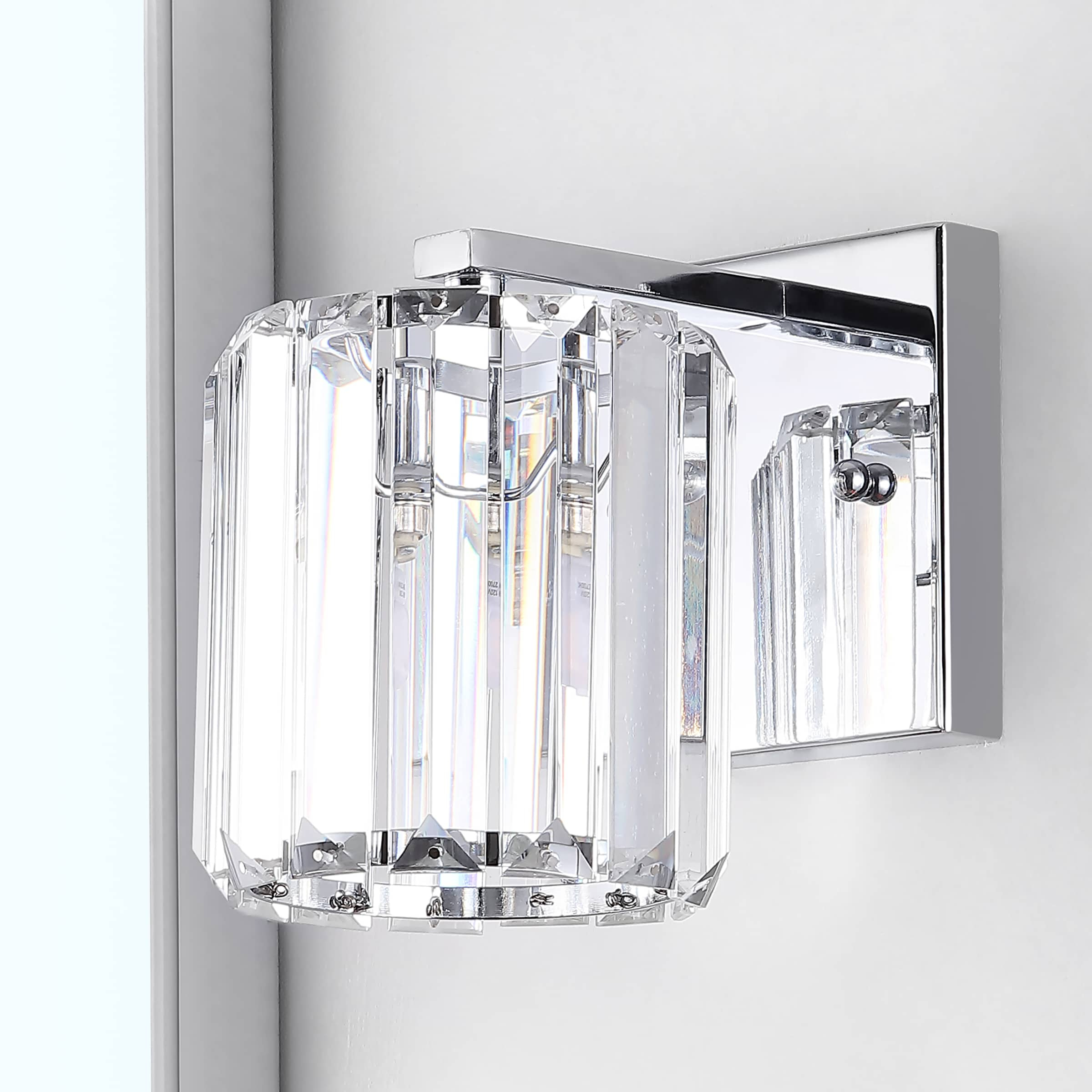 Coco Prism Vintage 4.75" 1-Light Metal/Glass Classic Glam LED Vanity Light, Chrome
