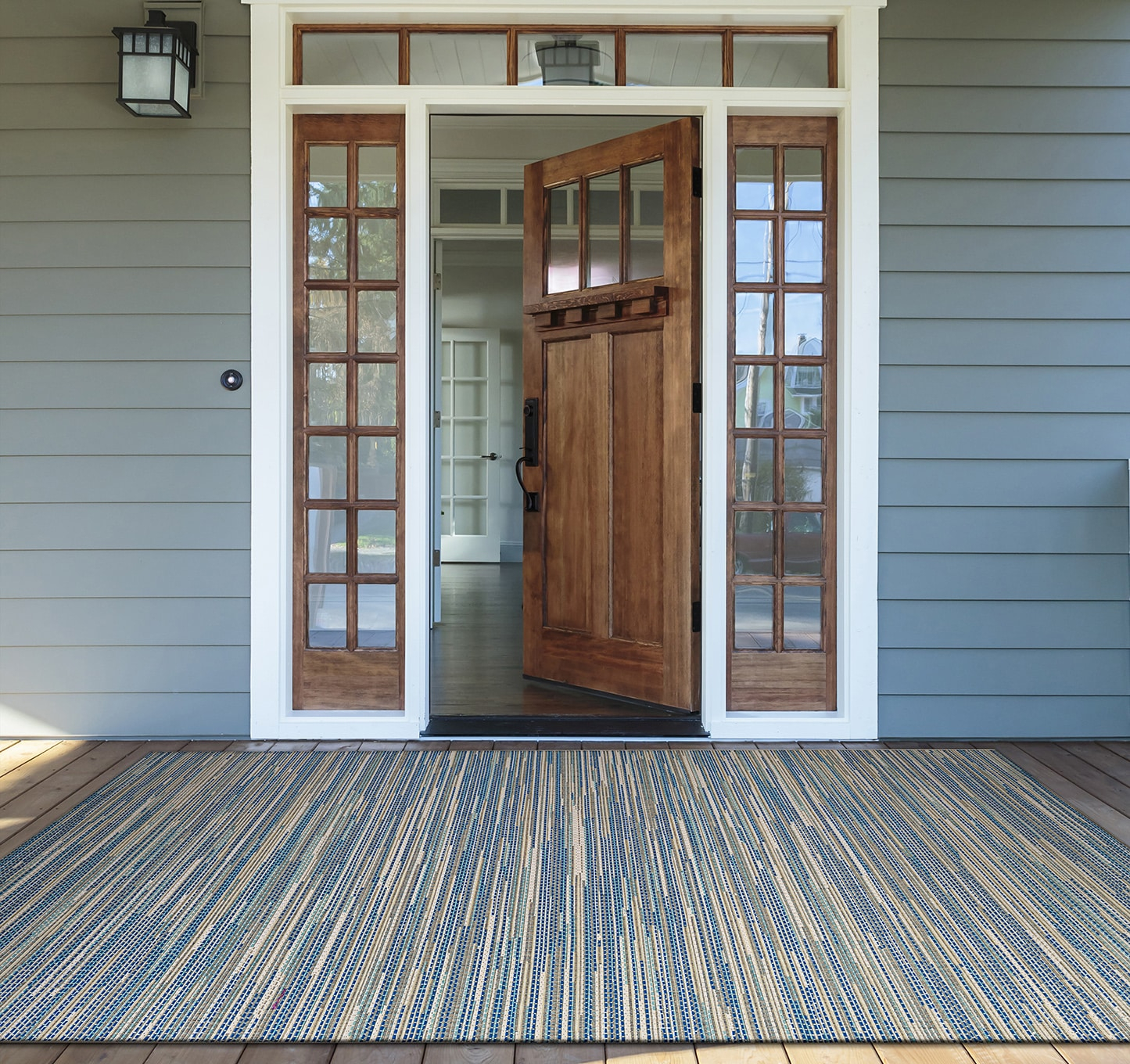 Couristan Monaco Alassio Indoor / Outdoor Area Rug, Sand-Azure Blue-Turquoise, 3'9" x 5'5"