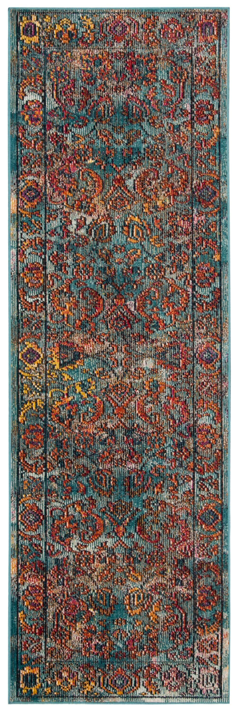 Crystal CRS515 Power Loomed Runner Rug - Light Blue/Orange - 2'2"x9' - Safavieh.
