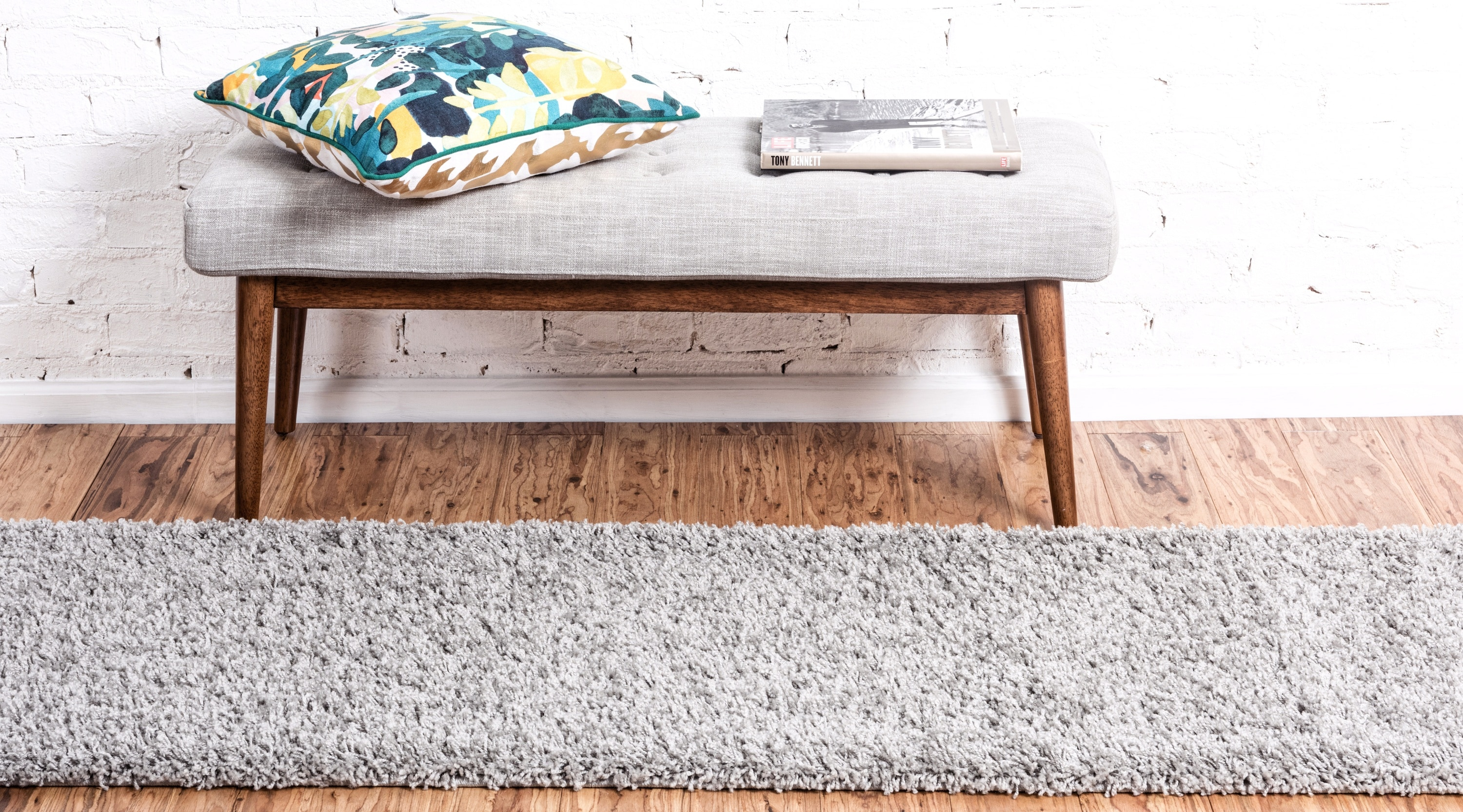 Unique Loom Solid Shag Collection Area Rug (2' x 6' 5" Runner, Cloud Gray)
