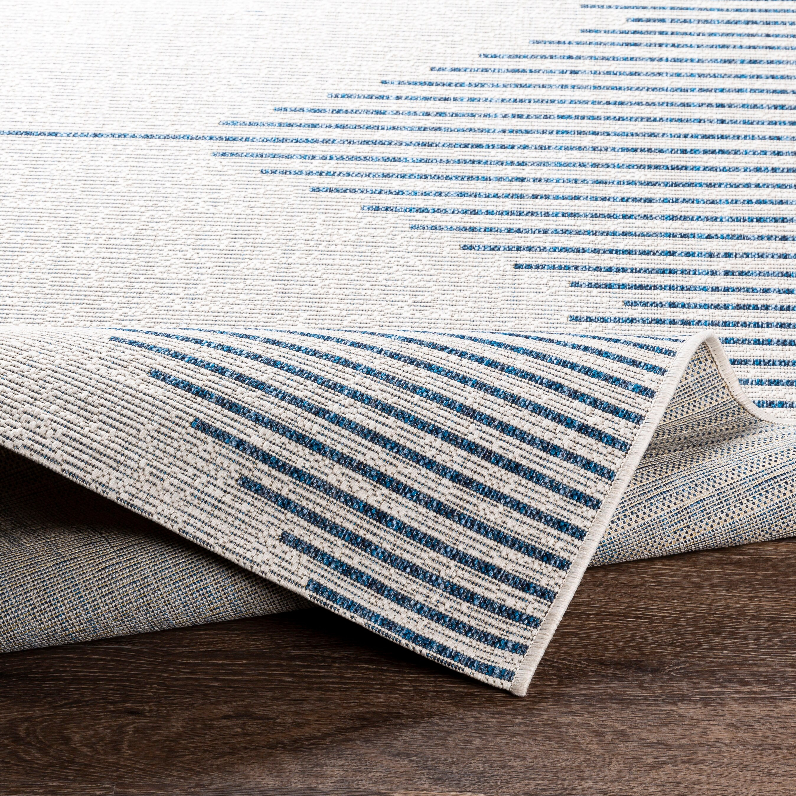 Surya Eagean EAG-2349 79 x 79" Square Fabric Rug in Blue/Navy/Off White