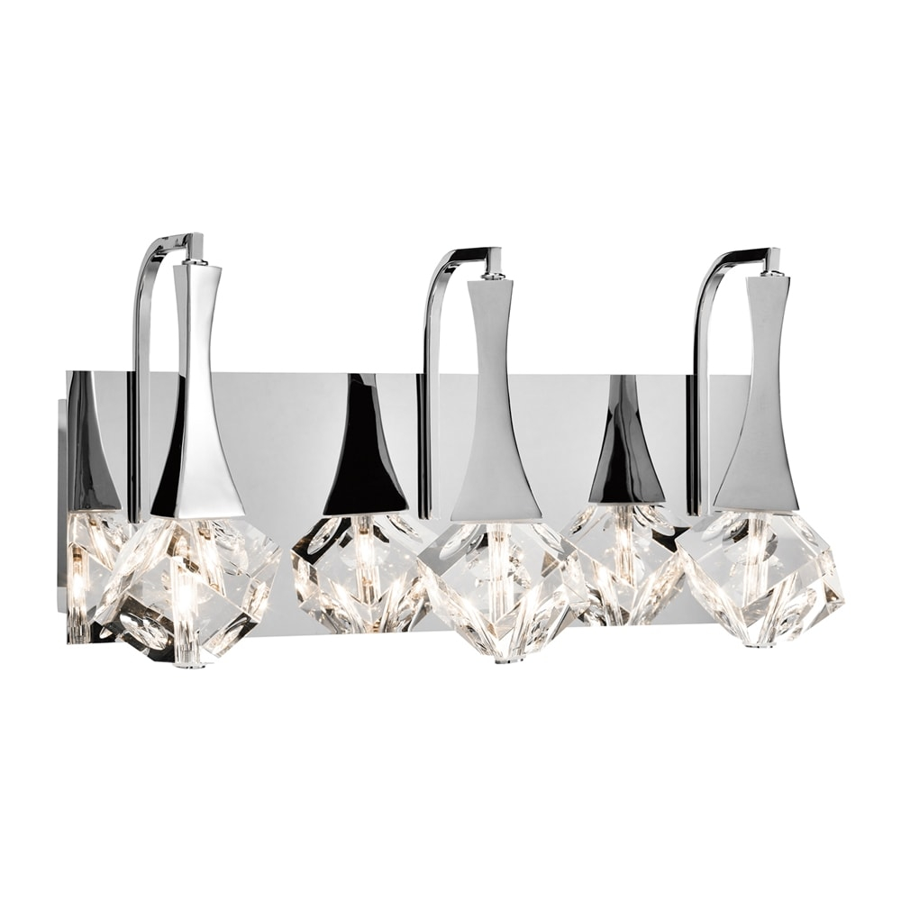 Rockne Chrome 3-Light LED Vanity with Polished Crystals
