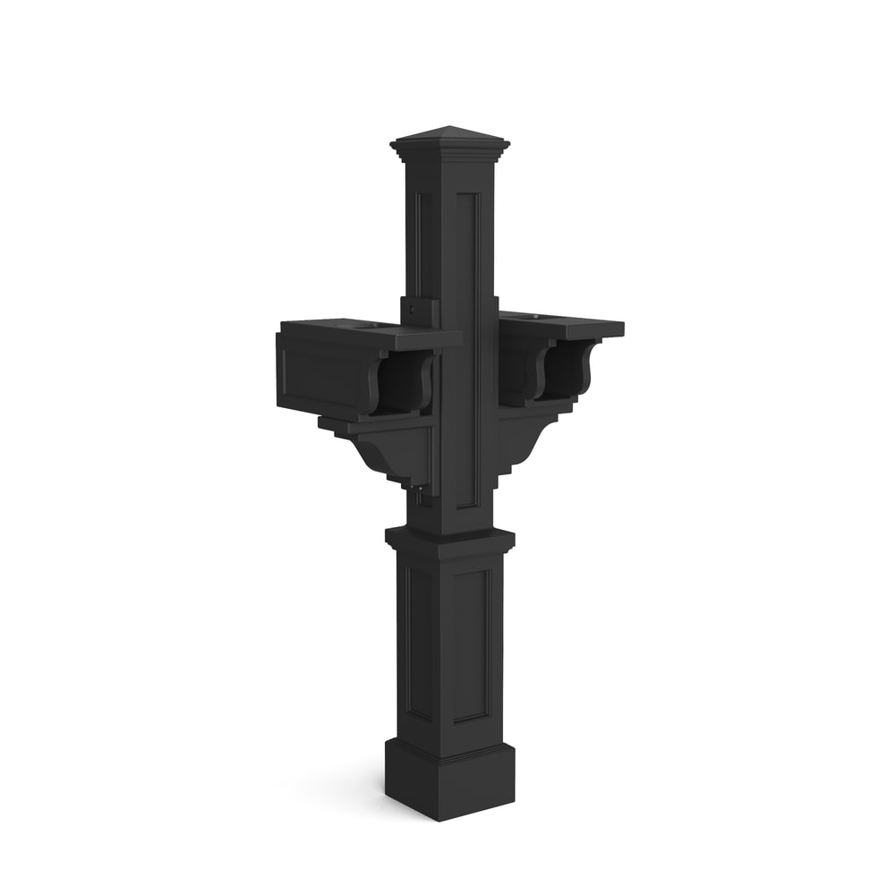 Mayne Rockport Double Arm Mail Post - Black - 18in L x 23in W x 56.5in H - Standard Post, 2x Paper Holder Arms (5811-B)