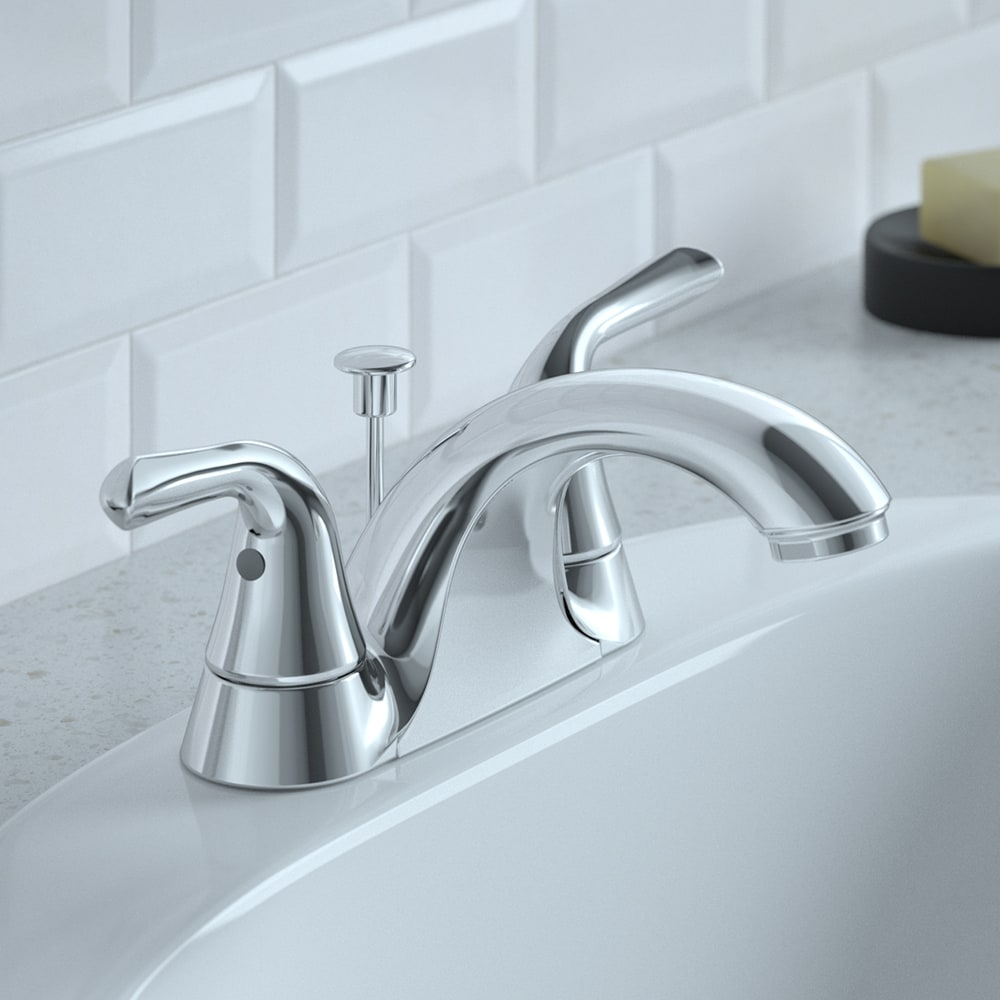 Dover Polished Chrome 2-Handle Centerset Bathroom Faucet with Drain