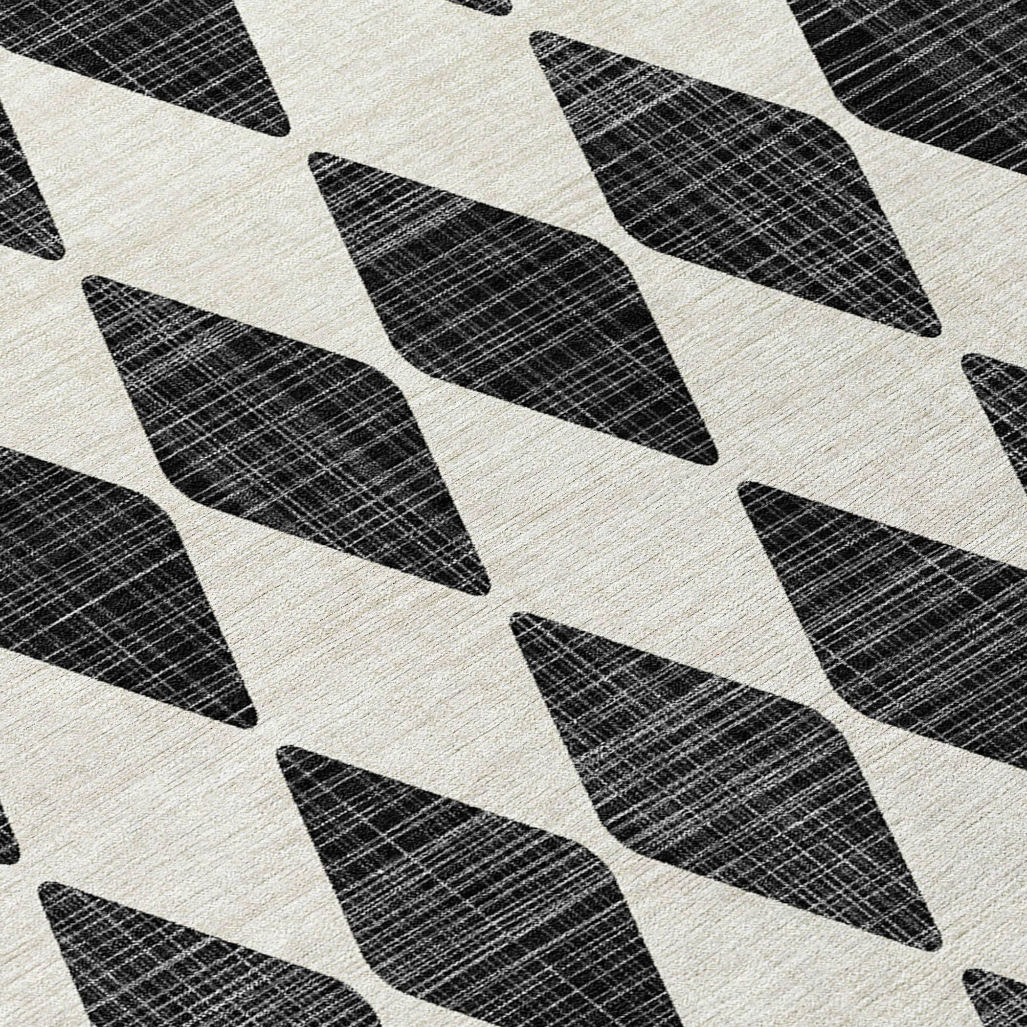 Addison Rugs Machine Washable Indoor/ Outdoor Chantille Argyle Rug Black - 2'3" x 7'6"