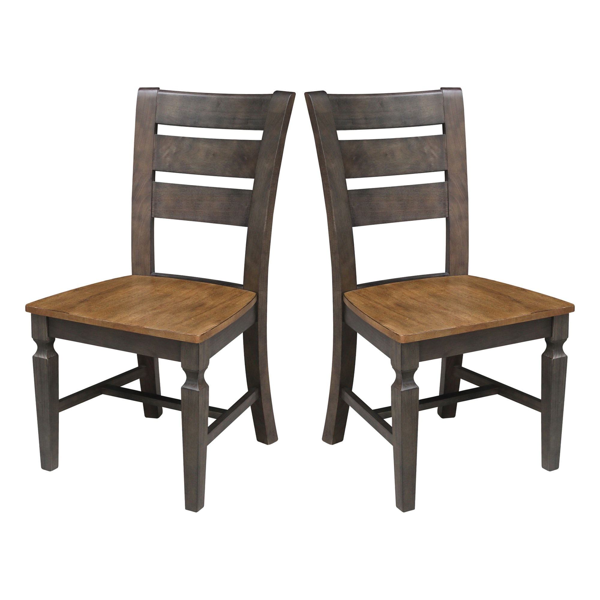 Set of 2 Vista Ladder Back Dining Chairs Hickory Brown - International Concepts: Solid Wood, Armless