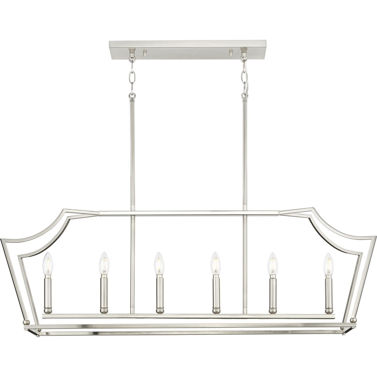Progress Lighting Parkhurst 6-Light Linear Chandelier, Brushed Nickel, No Shade