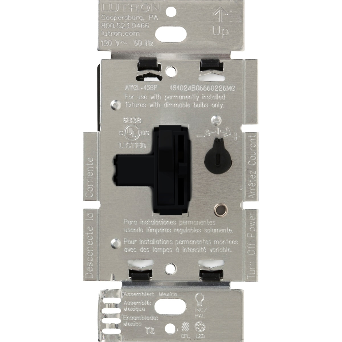 Black Smart Toggle Dimmer Switch for LED and Incandescent Bulbs
