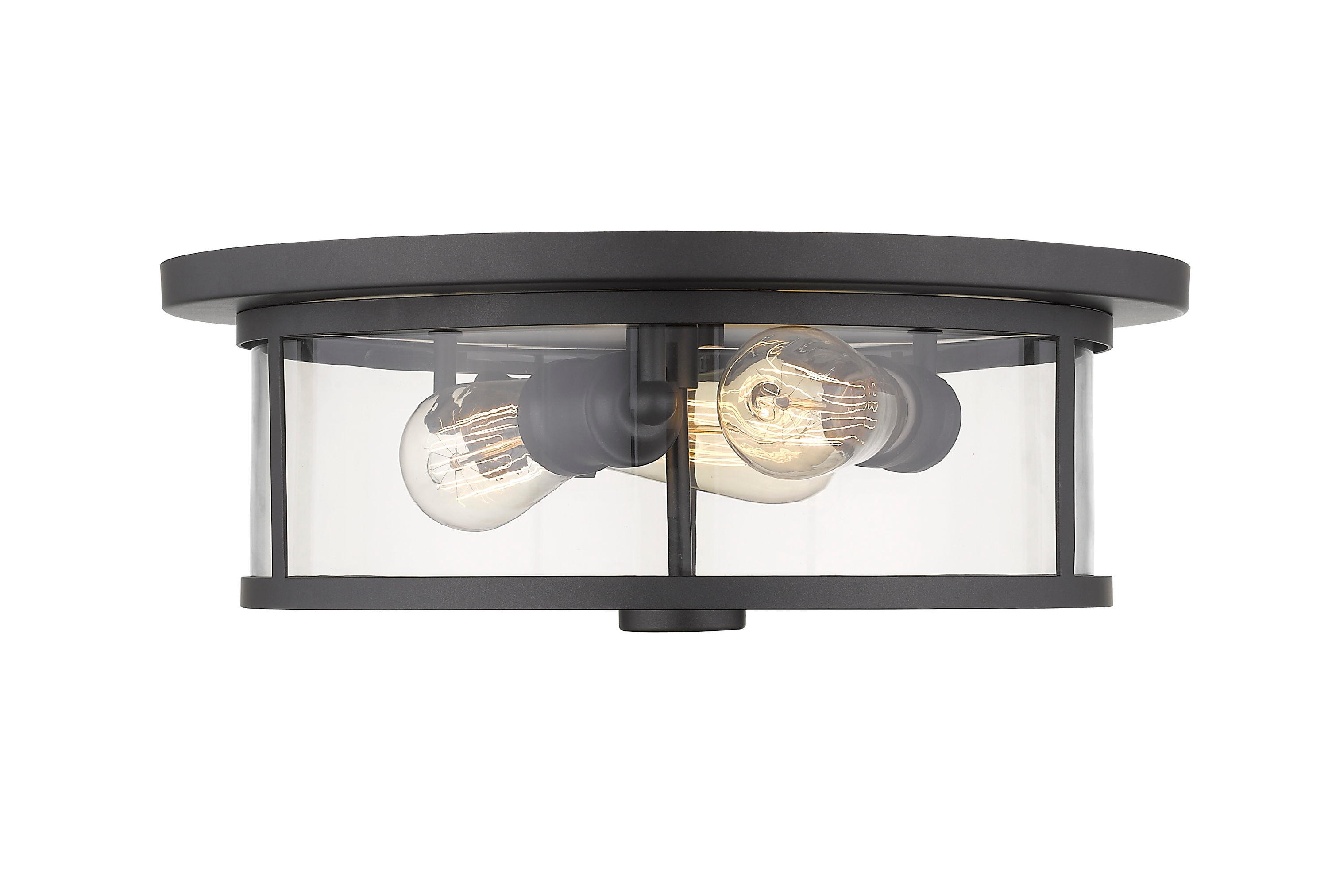 3 Light Flush Mount In Midcentury Style 15.75 Inches Wide By 6.25 Inches High-Bronze Finish-Clear Glass Color Z-Lite 462F16-Brz