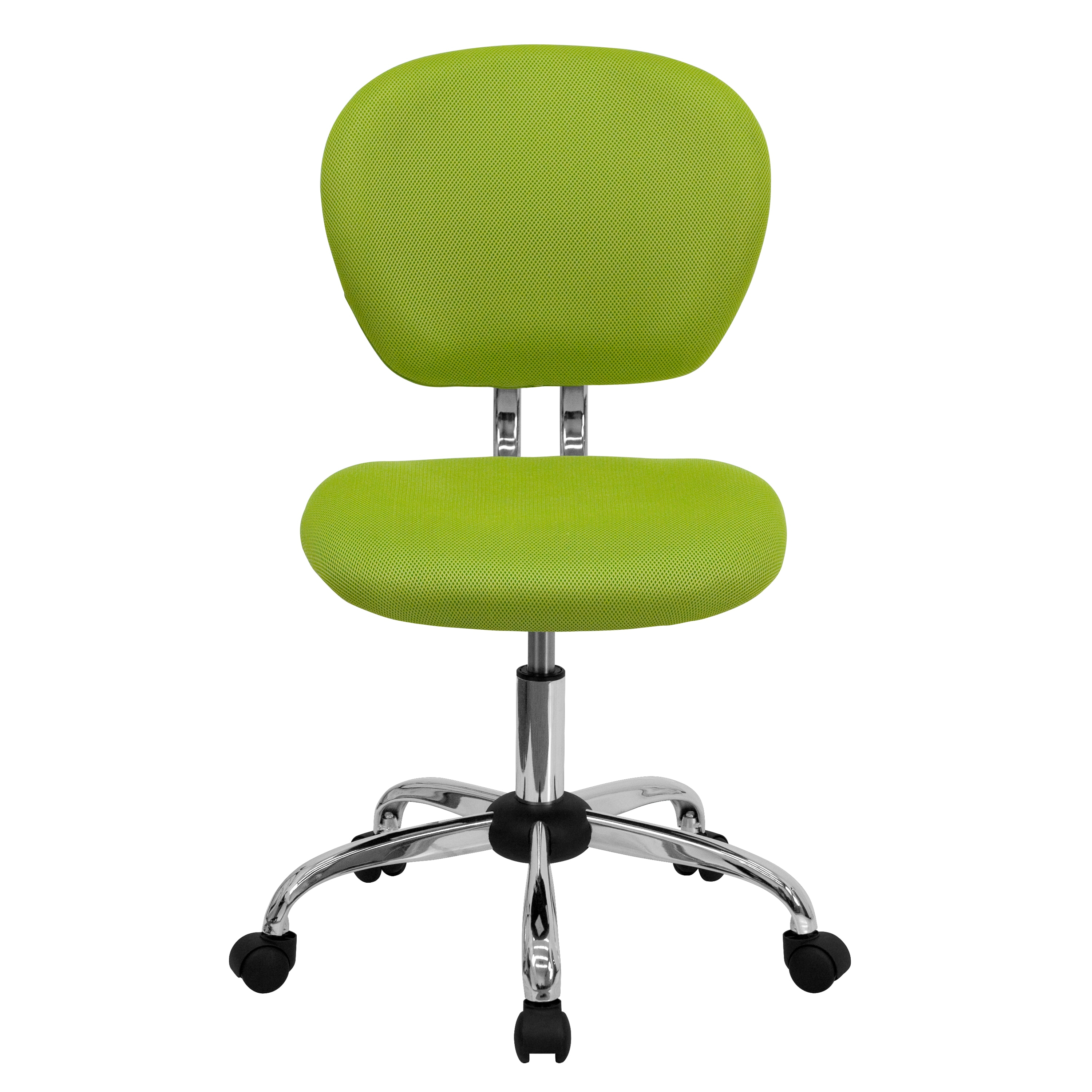 BizChair Mid-Back Apple Green Mesh Padded Swivel Task Office Chair with Chrome Base