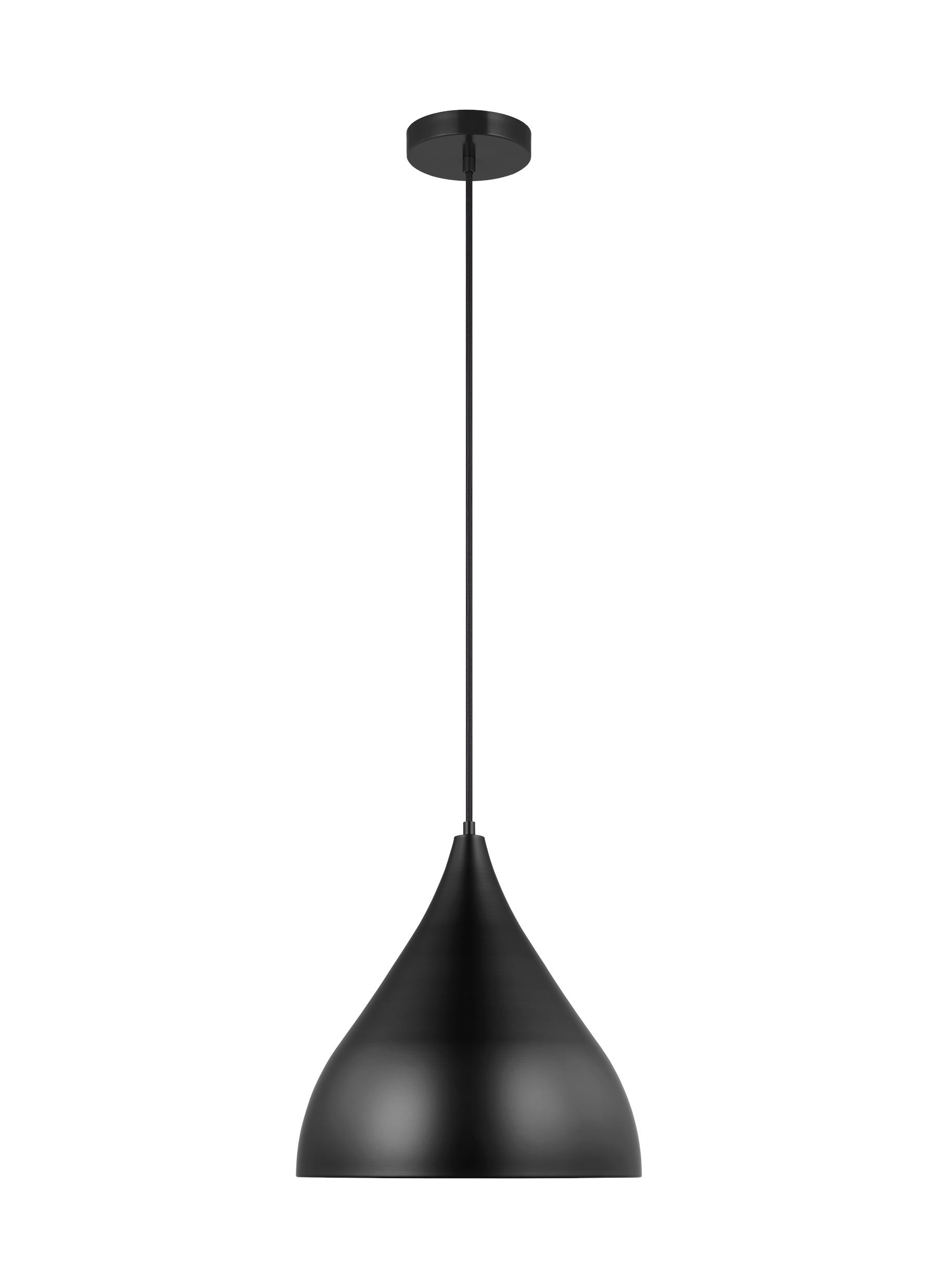Midnight Black 14" Glass Pendant Light with Steel Shade