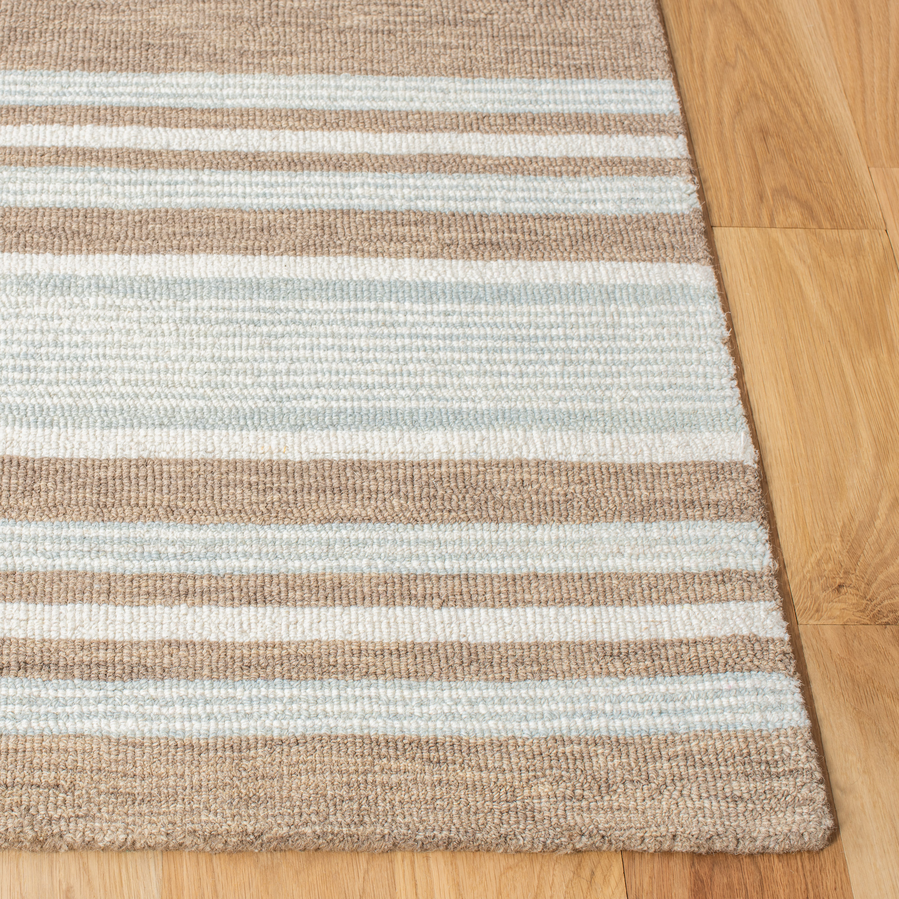 Ivory and Brown Hand-Tufted Wool Rectangular Area Rug