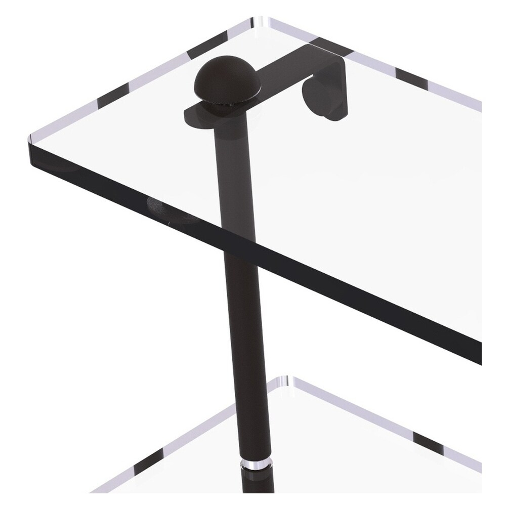 Triple Tiered Vanity Glass Shelf with Beveled Edges - Oil Rubbed Bronze / 16 Inch