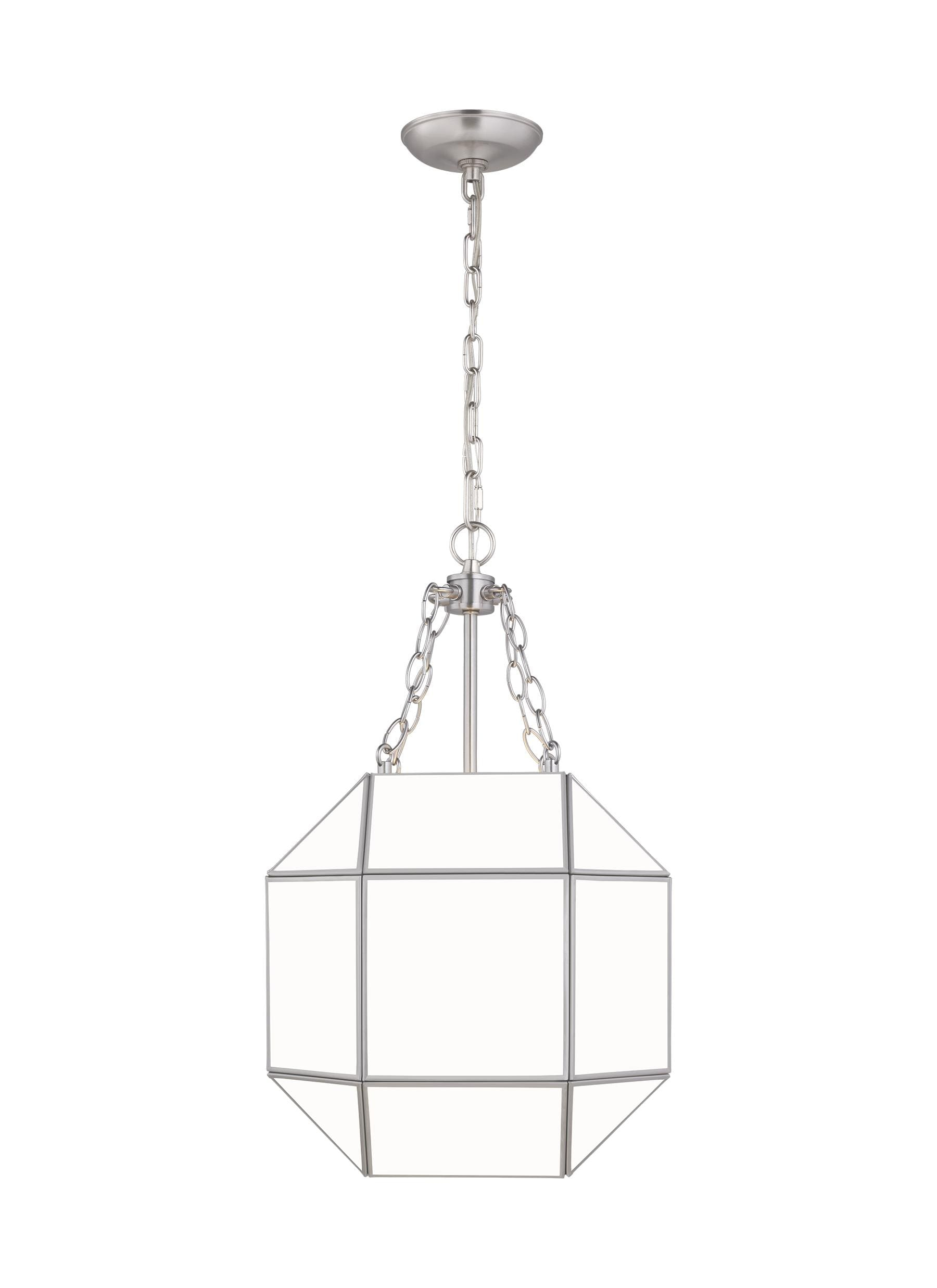 Generation Lighting Morrison 3 -Light Brushed Nickel Modern/contemporary White glass Geometric Mini Hanging Pendant light