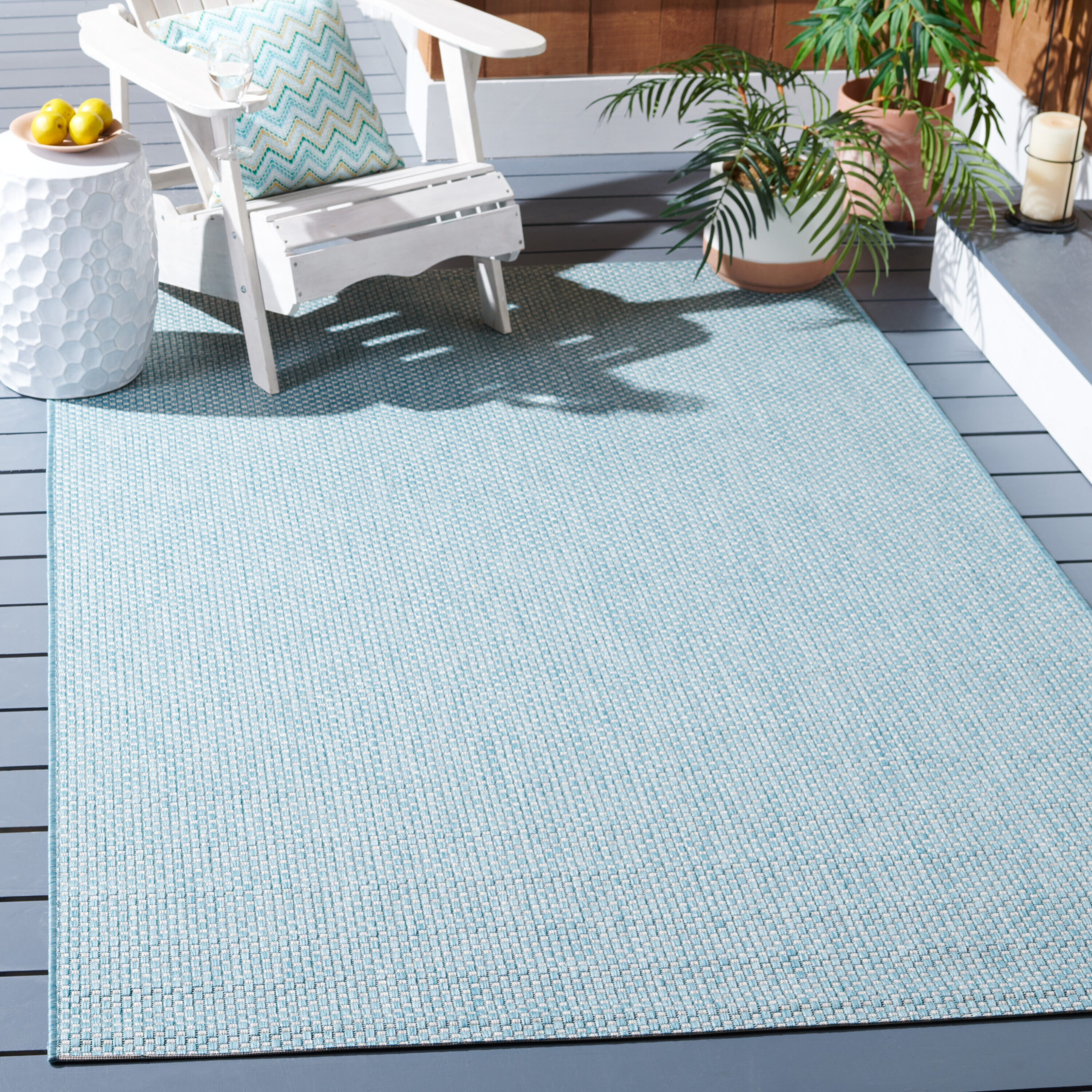 Courtyard CY8521 Power Loomed Indoor/Outdoor Accent Rug - Aqua/Grey - 2'x3'7" - Safavieh.