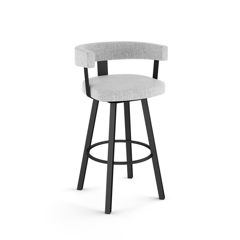 Amisco Parker 26 In. Swivel Counter Stool - Grey White Polyester / Black Metal