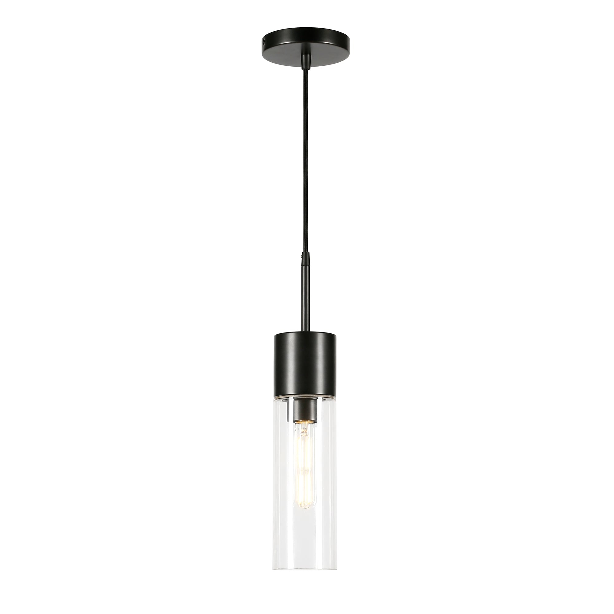 Evelyn&Zoe Industrial Clear Glass Pendant