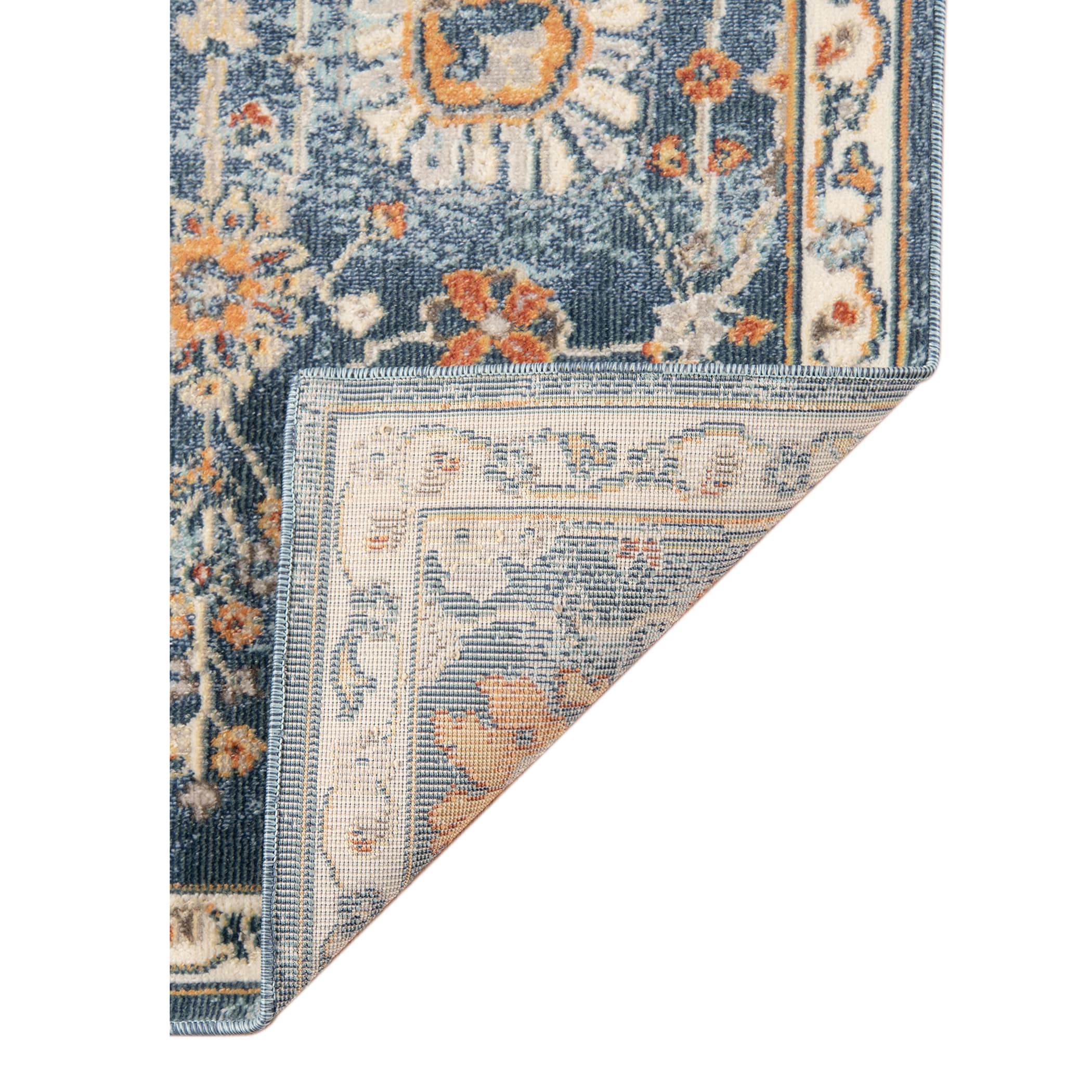 Bohemian Blue and Beige Synthetic 5' x 7' Area Rug