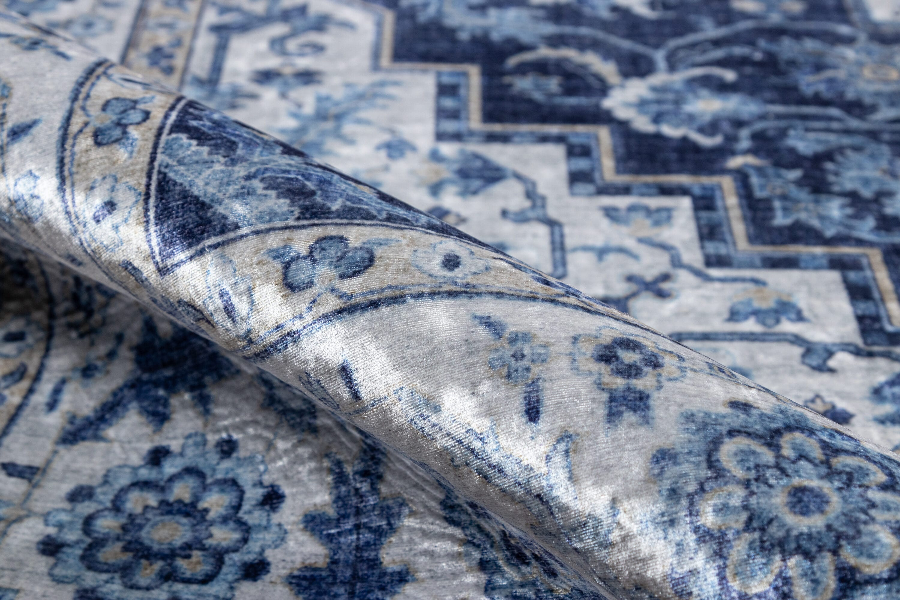 Momeni  Karachi Traditional Area Rug Blue 2'3" X 8' Runner 8' Runner Indoor,Runner Grey Rectangle,Runner