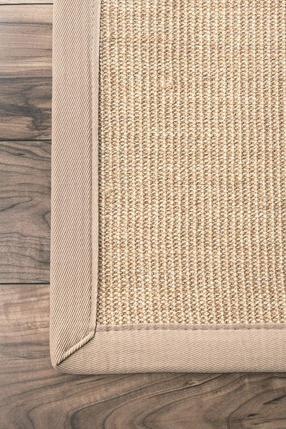 Beige Flat Woven Cotton Rectangular 4' x 6' Area Rug