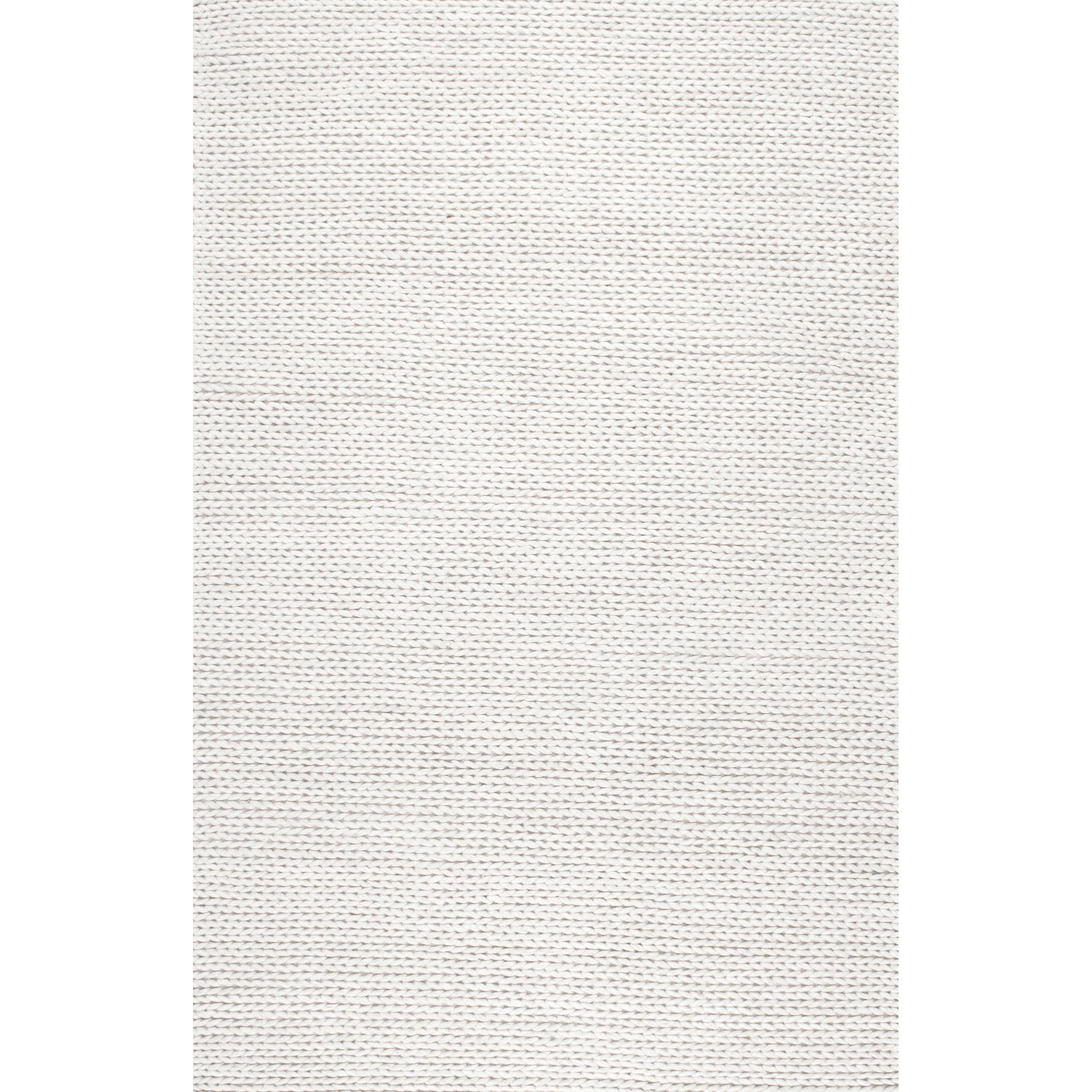 nuLOOM Penelope Braided Wool Off White 6' Farmhouse Square Rug