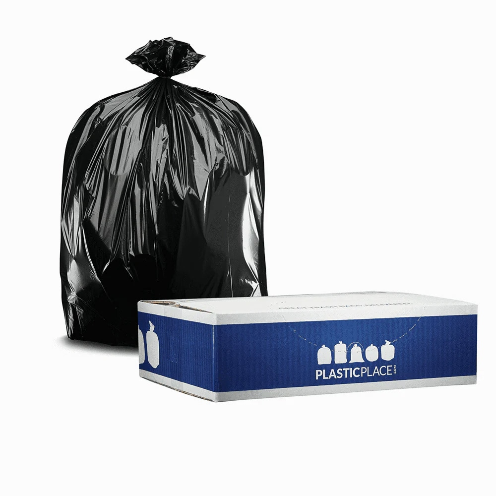 Plasticplace 12-16 Gallon Trash Bags, 0.8 Mil Garbage Bag Rolls, 500 Count, Black