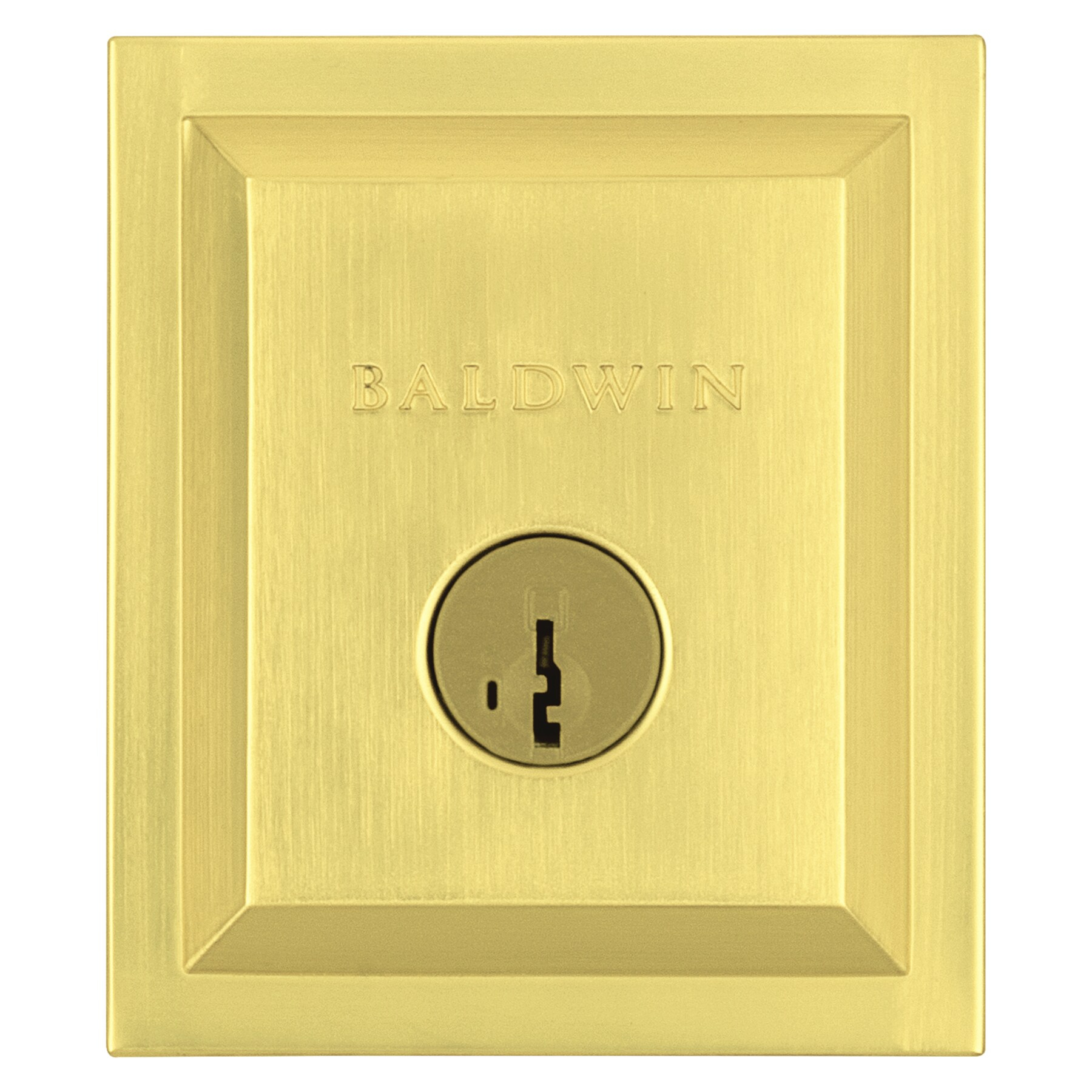 Baldwin Spyglass, Single Cylinder Front Door Deadbolt Featuring SmartKey Re-key Technology and Microban Protection, in Satin Brass