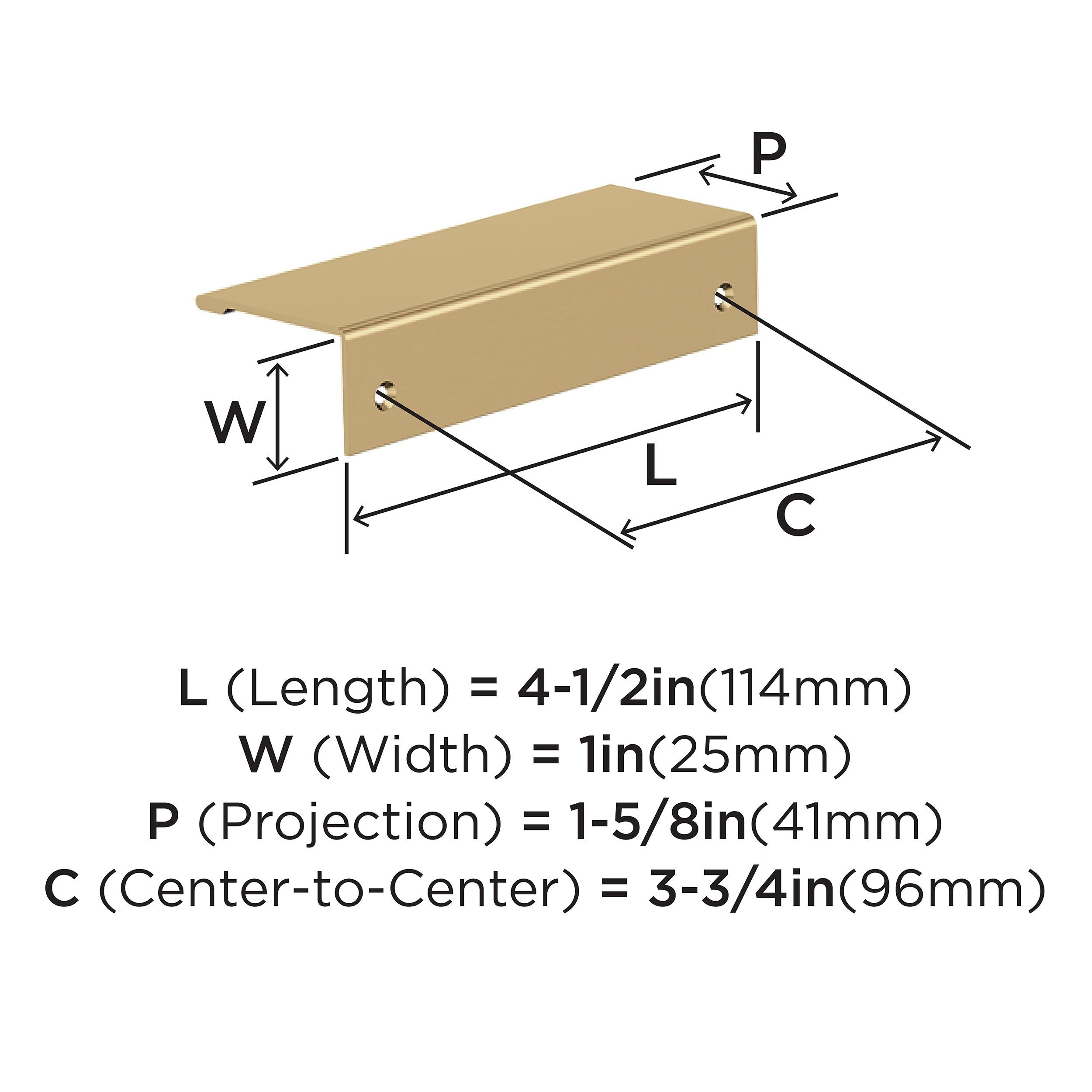 Amerock | Cabinet Edge Pull |Champagne Bronze | 3-3/4 in (96 mm) Center-to-Center Drawer Pull | Kitchen and Bath Hardware | Furniture Hardware