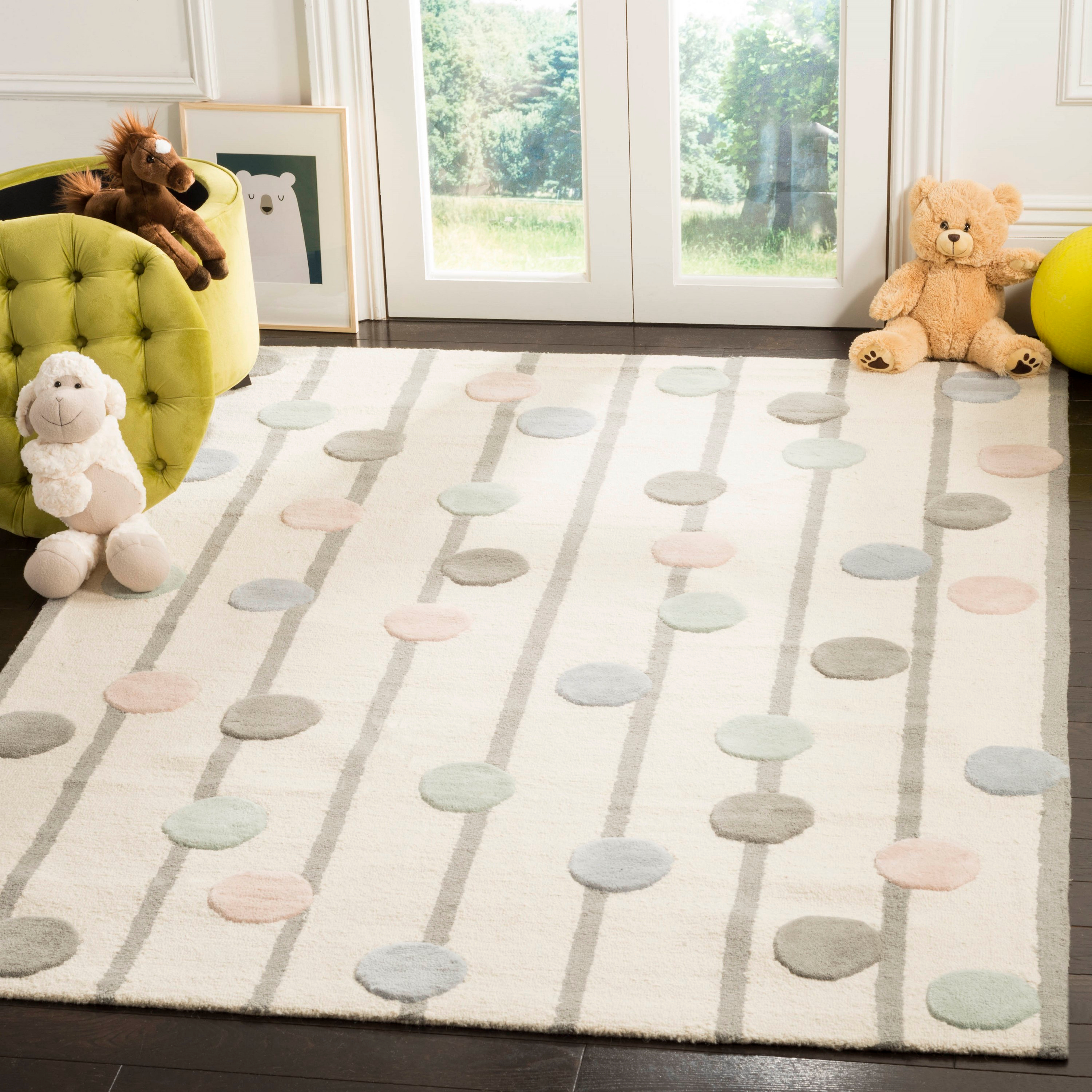 SAFAVIEH Kids Confetti Wool Area Rug, Ivory/Multi, 5' x 7'