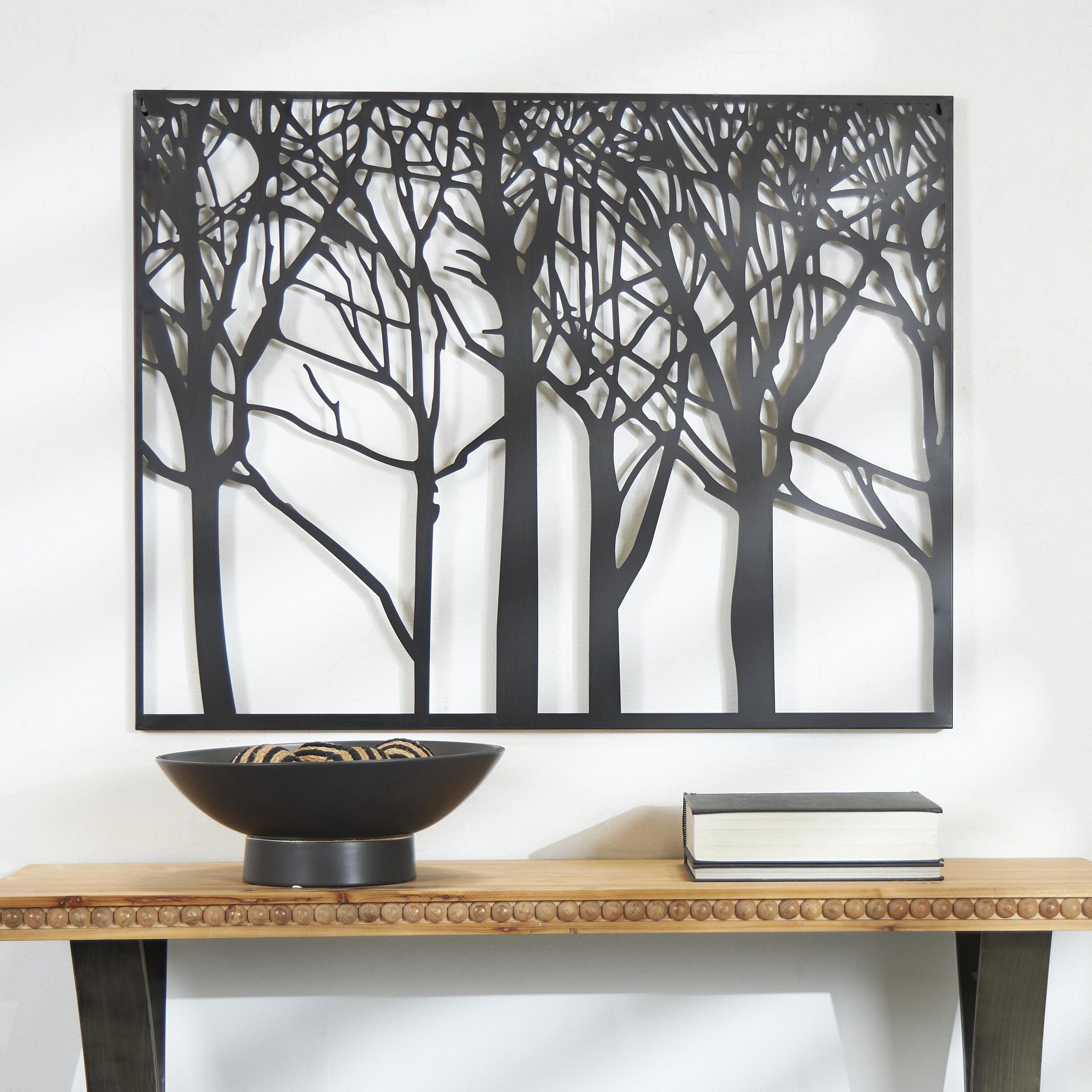 DecMode Black Metal Tree Wall Decor