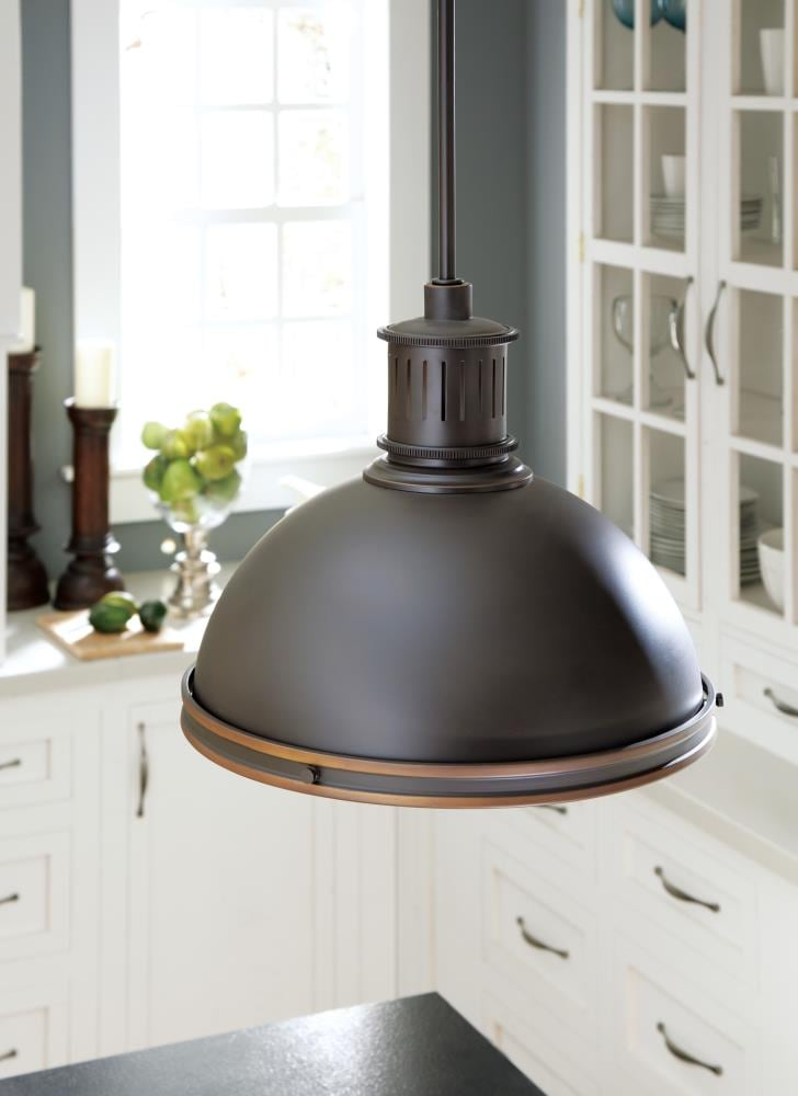 Autumn Bronze Industrial Bowl Pendant with Clear Textured Glass Shade