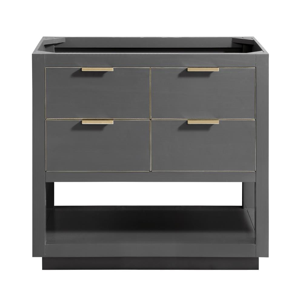 Allie Twilight Gray Solid Wood 36" Vanity with Matte Gold Trim