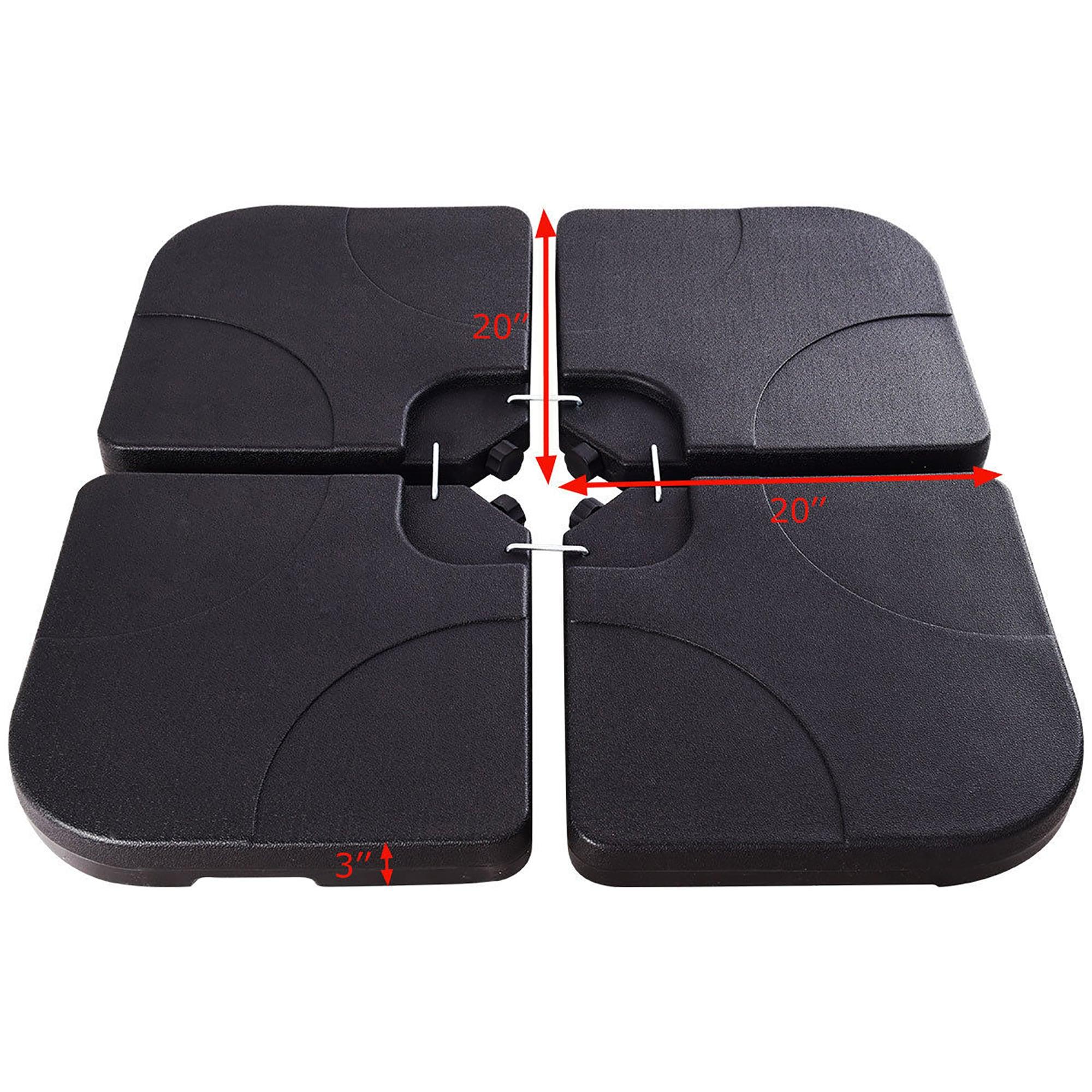 Costway 20'' Patio Offset Umbrella Base Stand Water Filled Base Weights Sand Plate Set Black