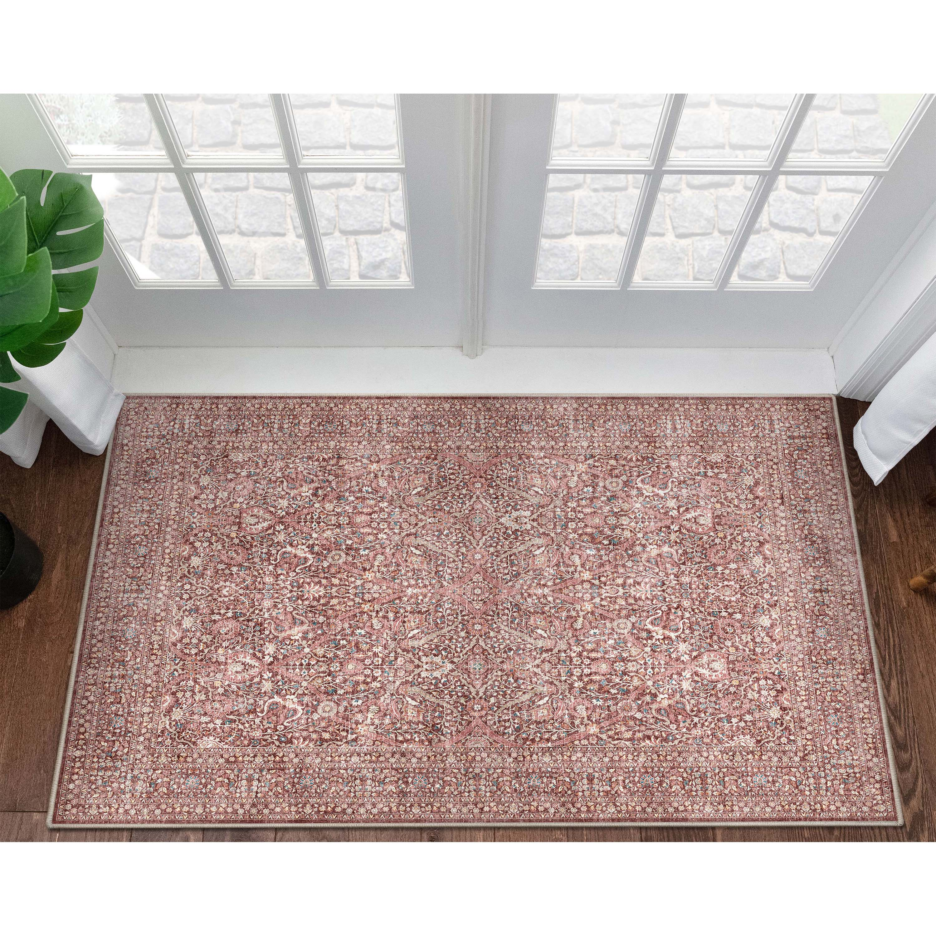 Well Woven Asha Isolde Vintage Oriental Red 3'11" x 5'3" Flat-Weave Area Rug