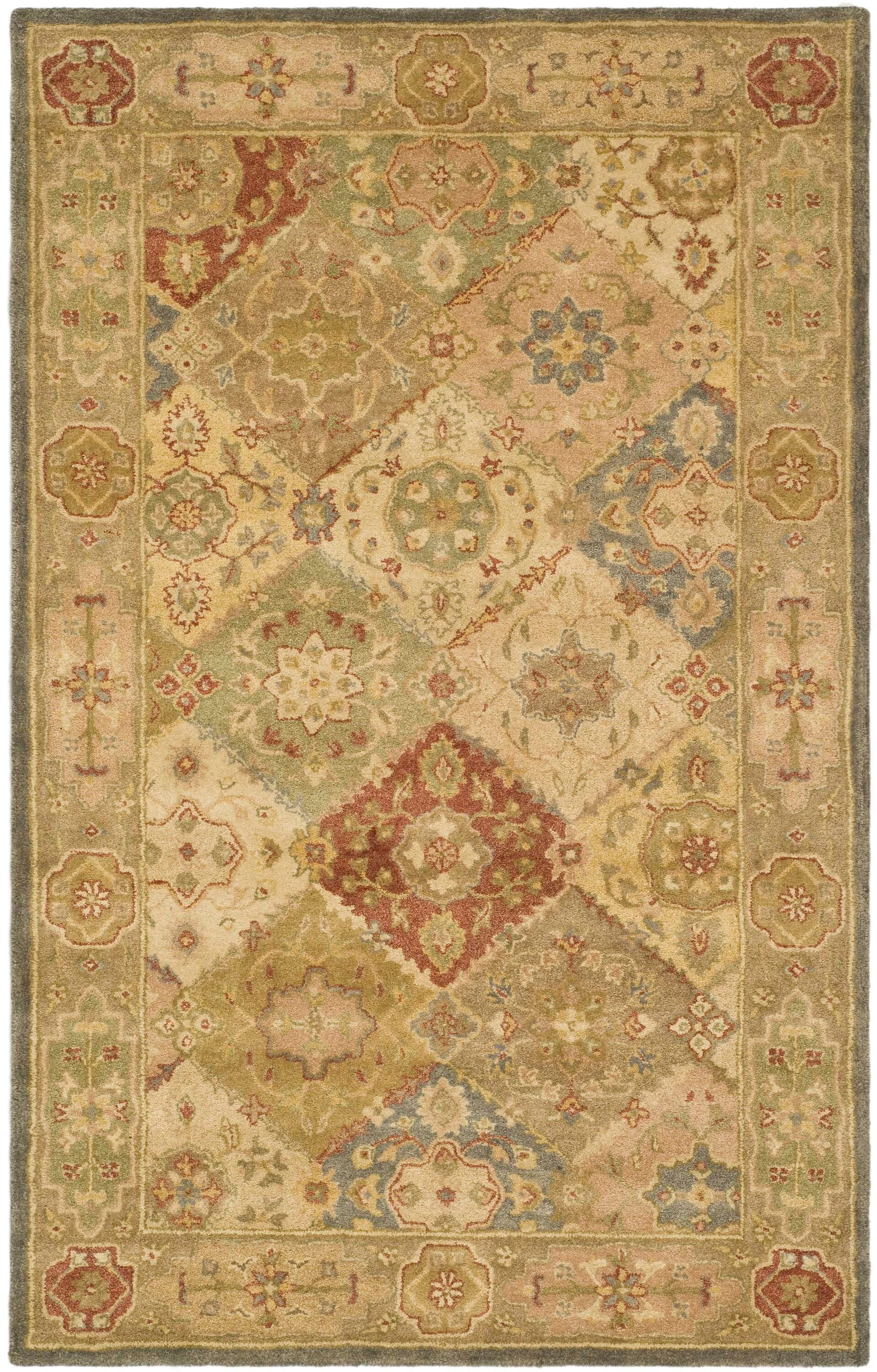 SAFAVIEH Antiquity Augustin Transitional Bordered Wool Area Rug, Multi/Beige, 12' x 15'
