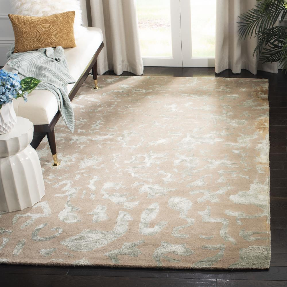 SAFAVIEH Soho Albus Abstract Wool Area Rug, Taupe/Light Blue, 5' x 8'