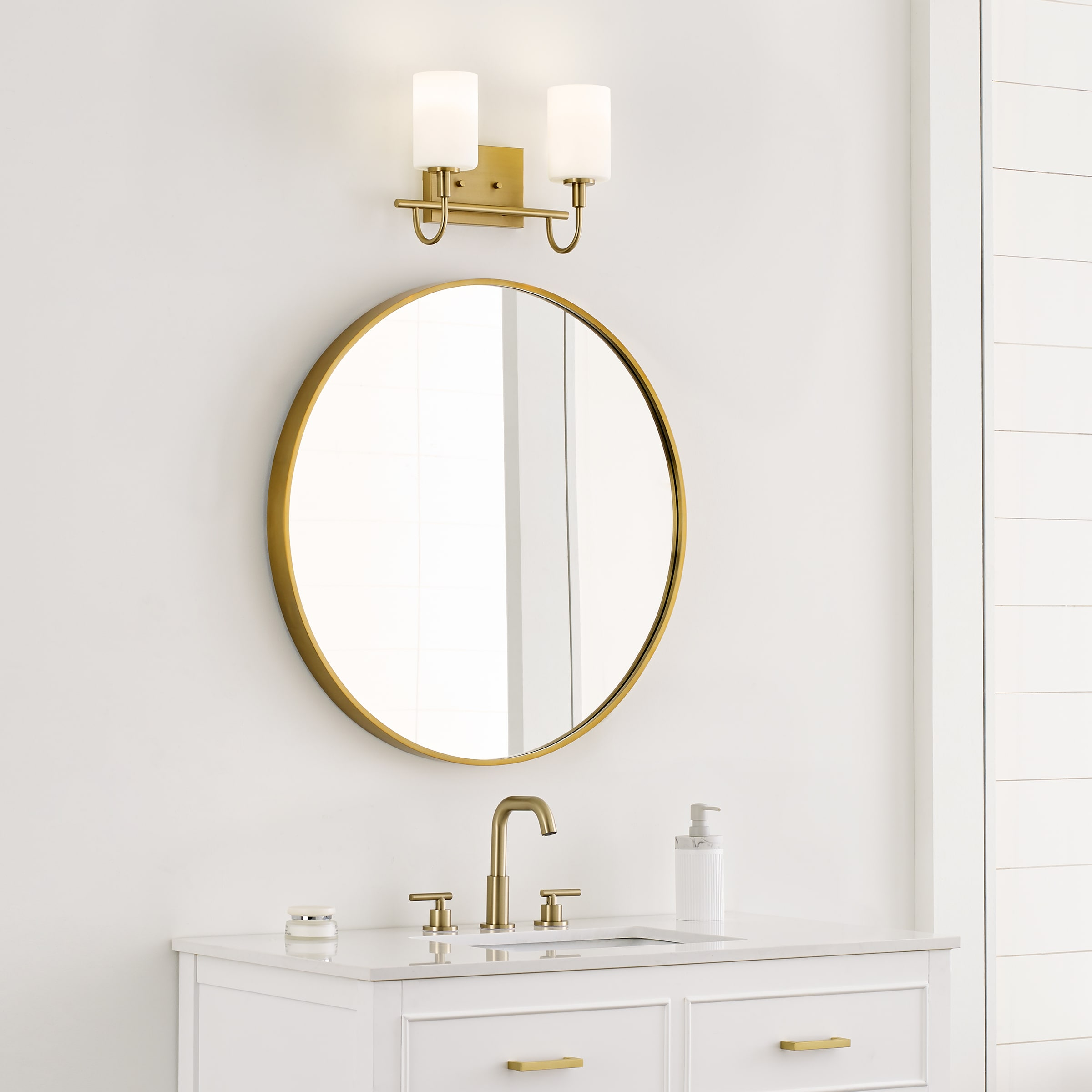 Generation Lighting Oak Moore 13.88-in 2 -Light Satin Brass Traditional Vanity light