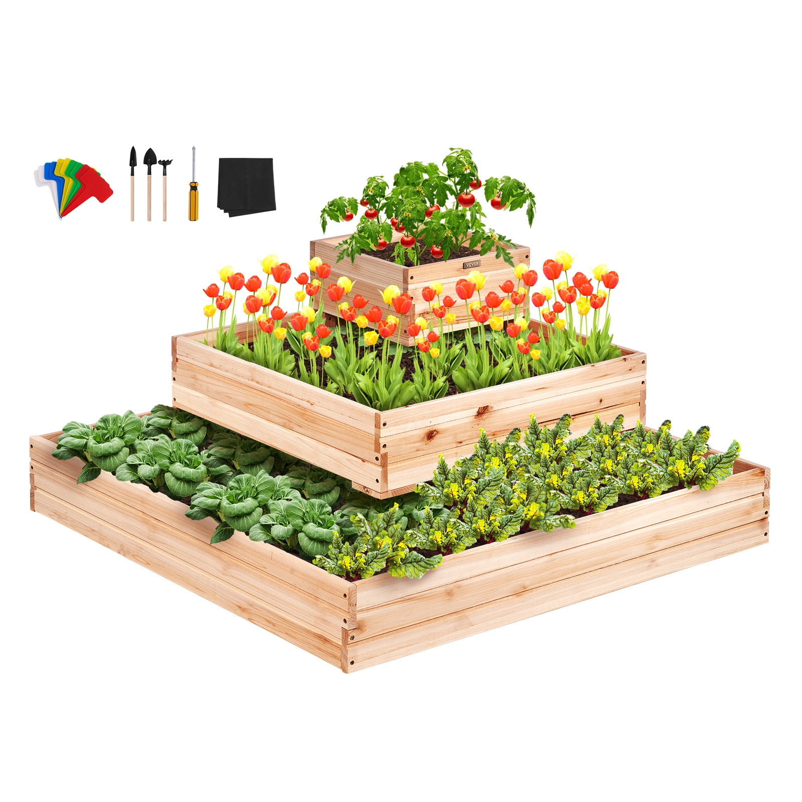 Burlywood Wooden Raised Garden Bed Planter 44.5"x44.5"x20.1"